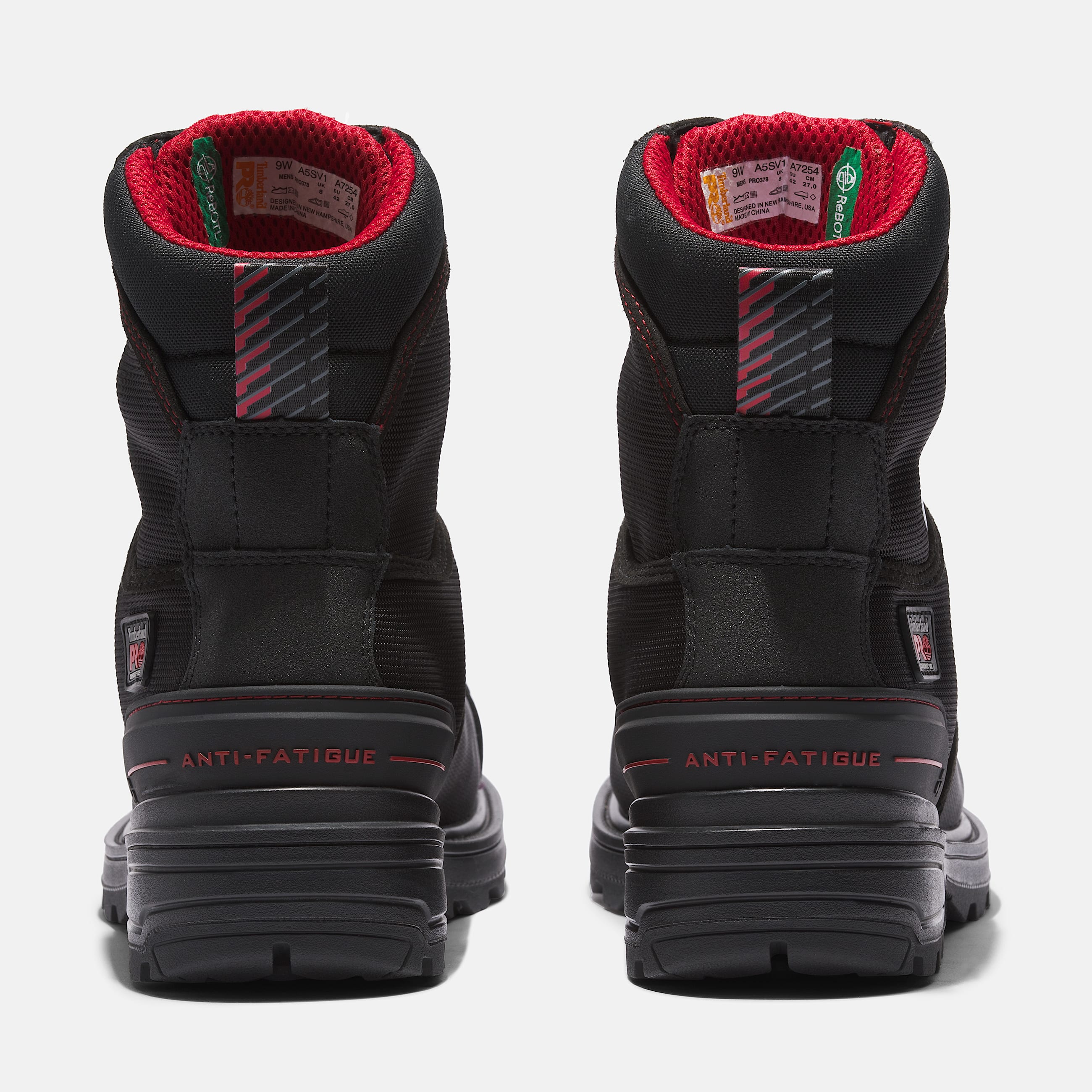 Mens Timberland PRO Magnitude 8 Waterproof CompToe Work Boot TBL BlackBlack Red ALT5