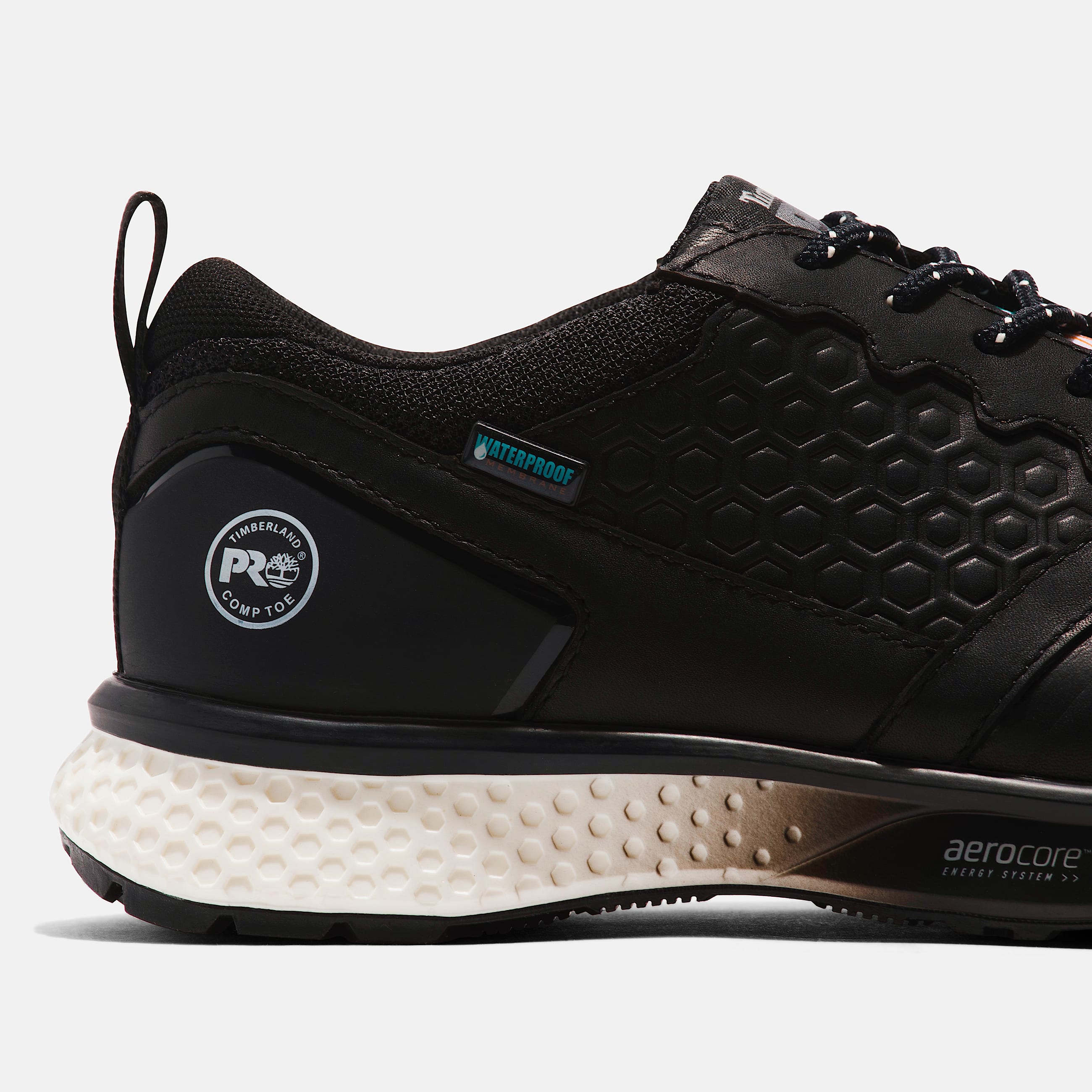 Mens Timberland PRO Reaxion Waterproof CompToe Work Shoe TBL BlackWhite ALT7