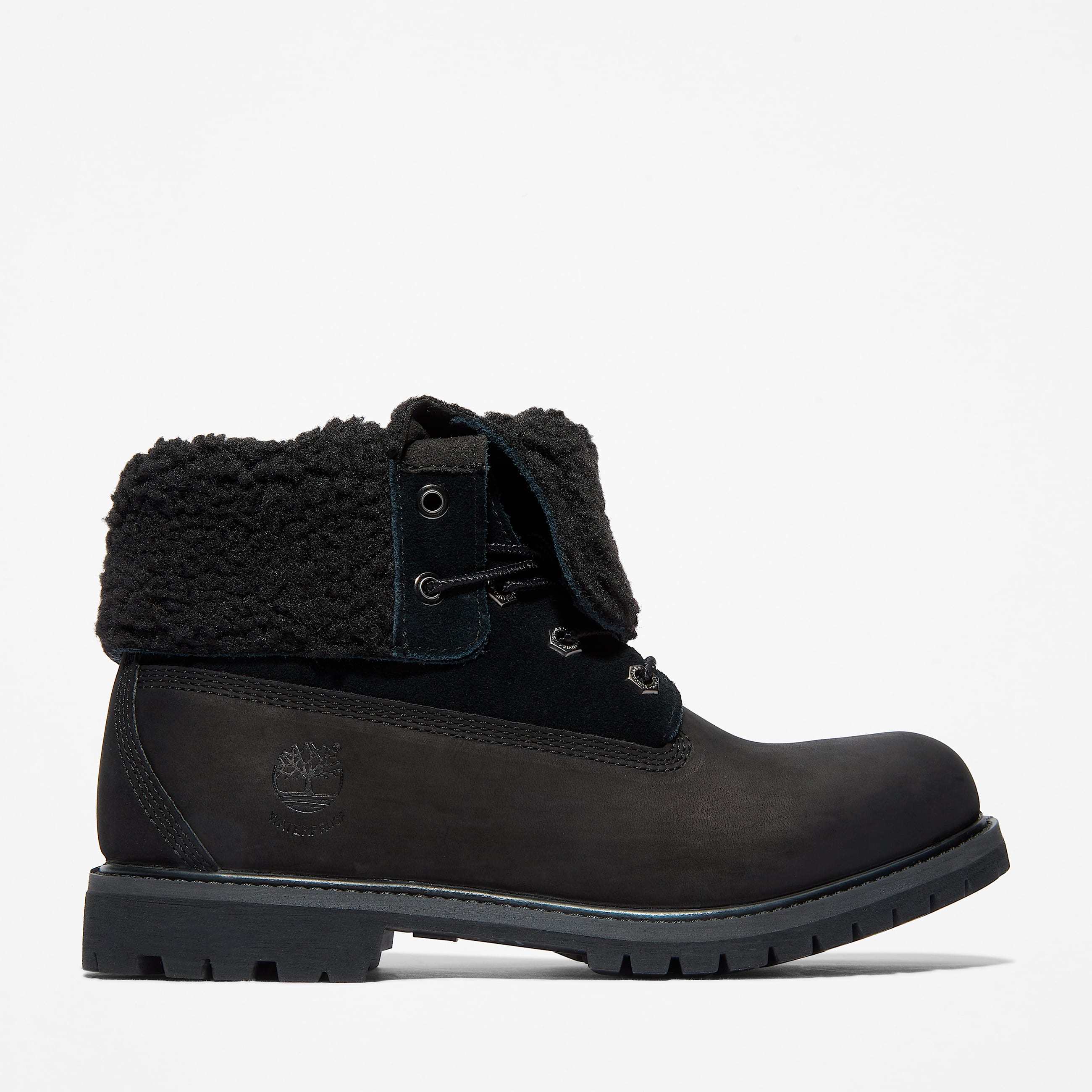 Womens Timberland WarmLined Waterproof RollTop Boot TBL Black Nubuck HERO