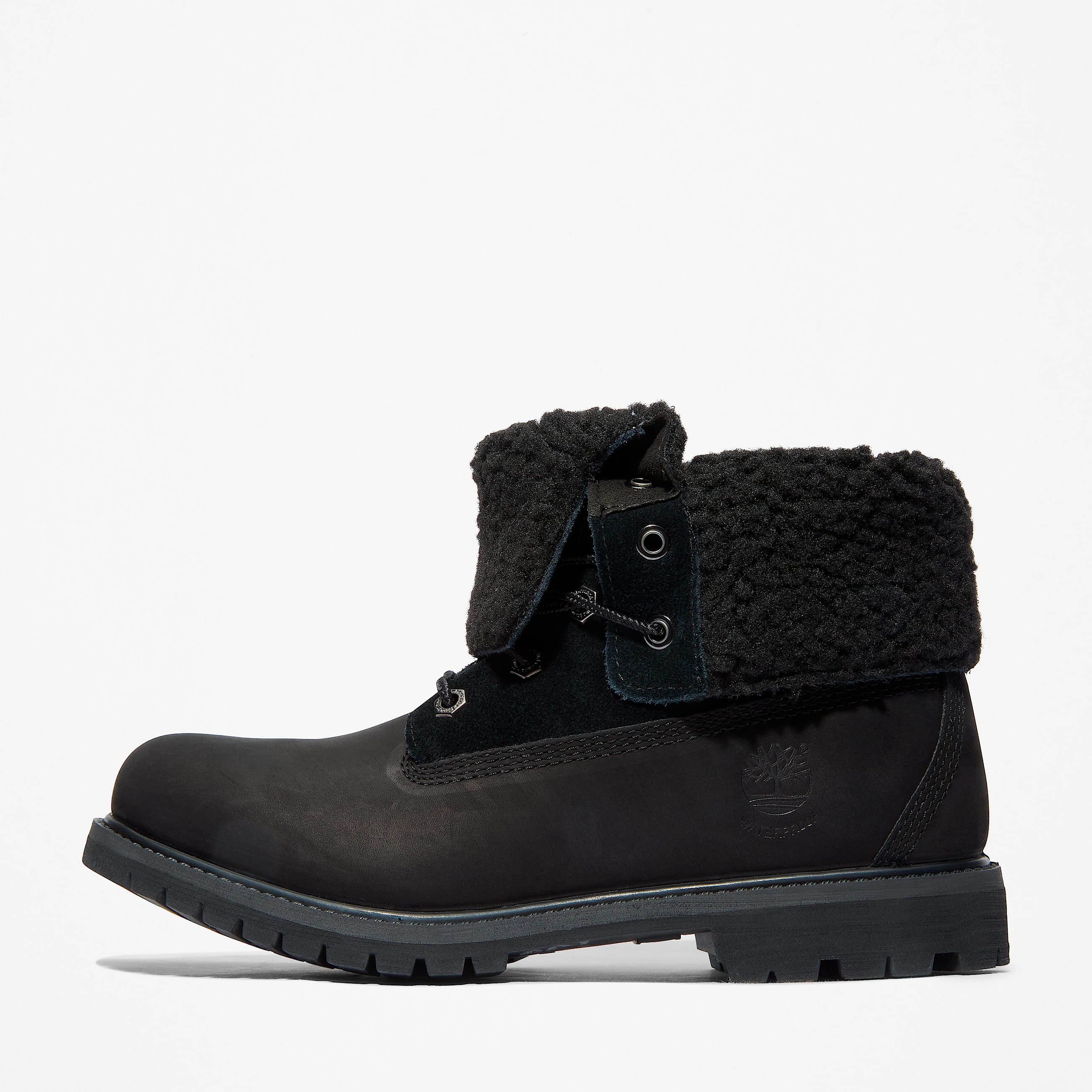Womens Timberland WarmLined Waterproof RollTop Boot TBL Black Nubuck ALT8