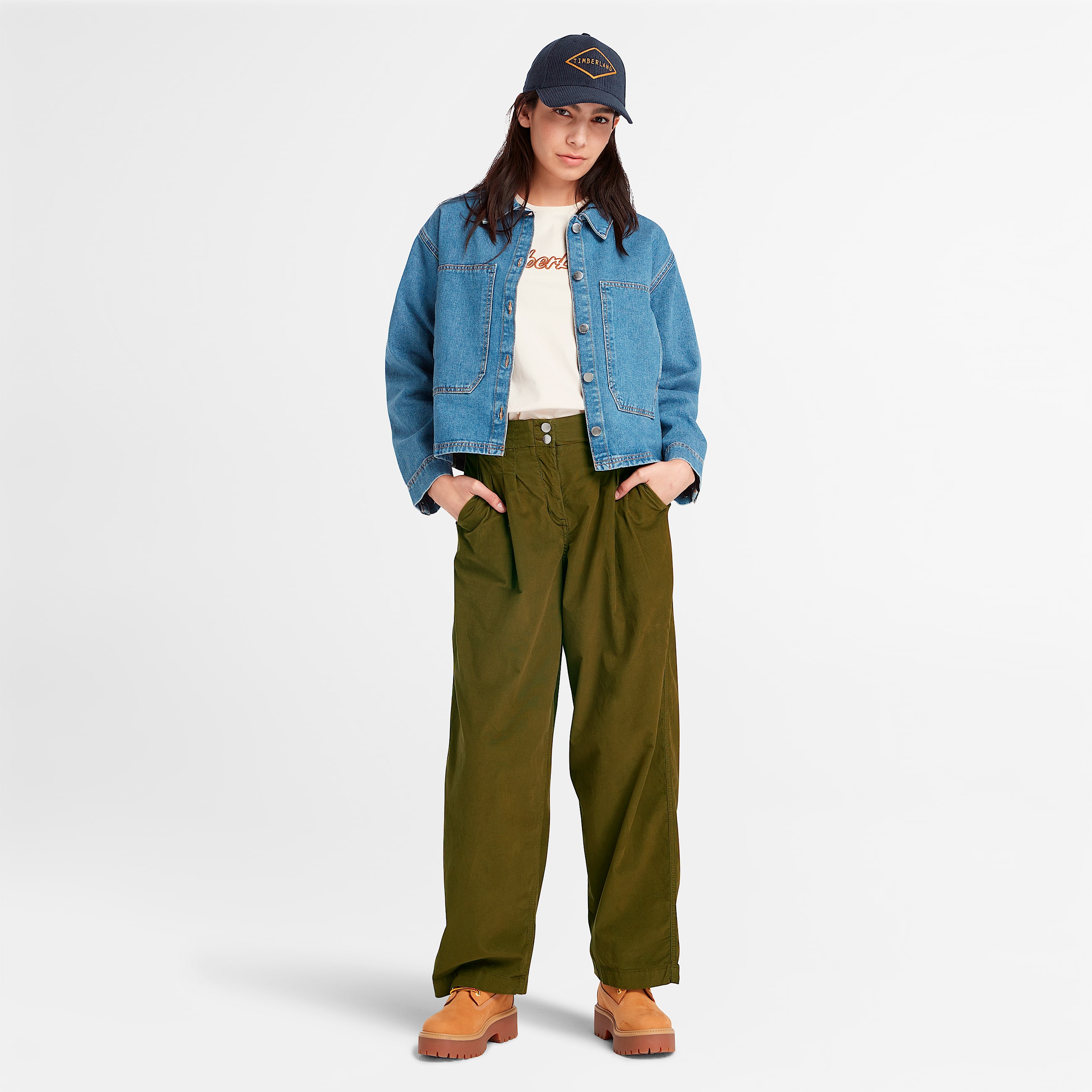 Pantaln ancho para mujer de pana Needle TBL Verde ALT1