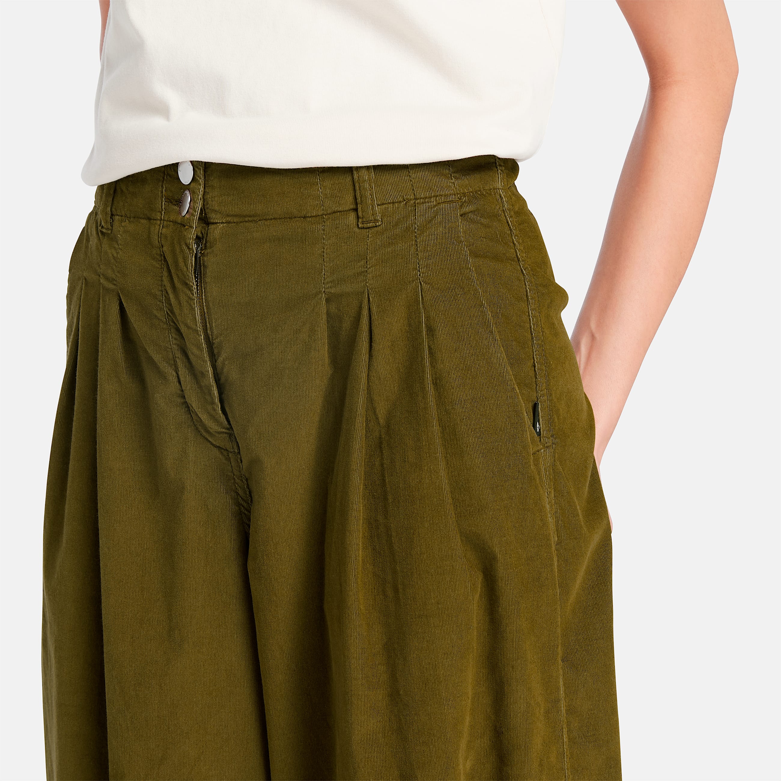 Pantaln ancho para mujer de pana Needle TBL Verde ALT2