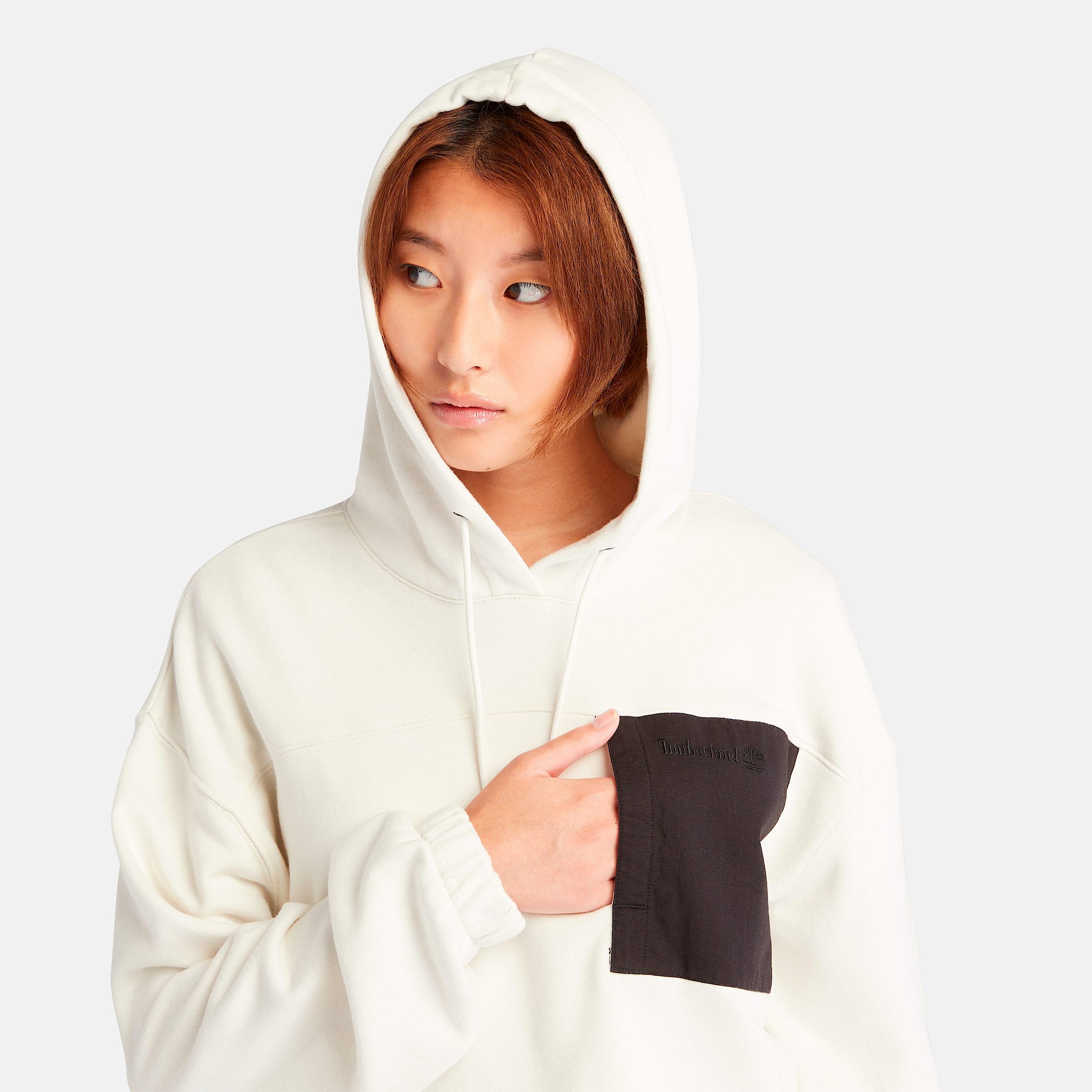 Hoodie MixedMedia para mujer TBL Blanco vintage ALT2