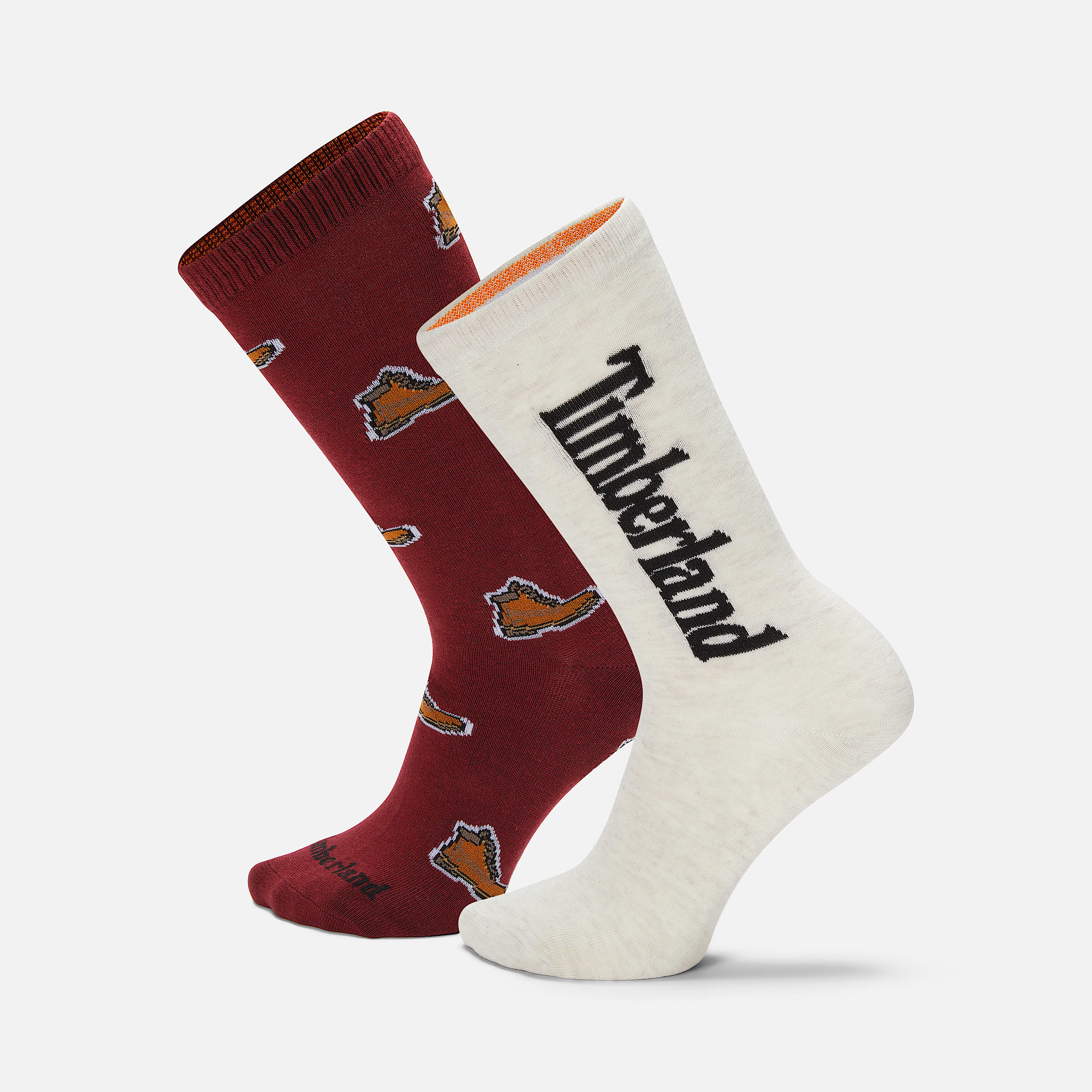 2Pack Timberland All Over Print Crew Sock TBL Wine Red HERO
