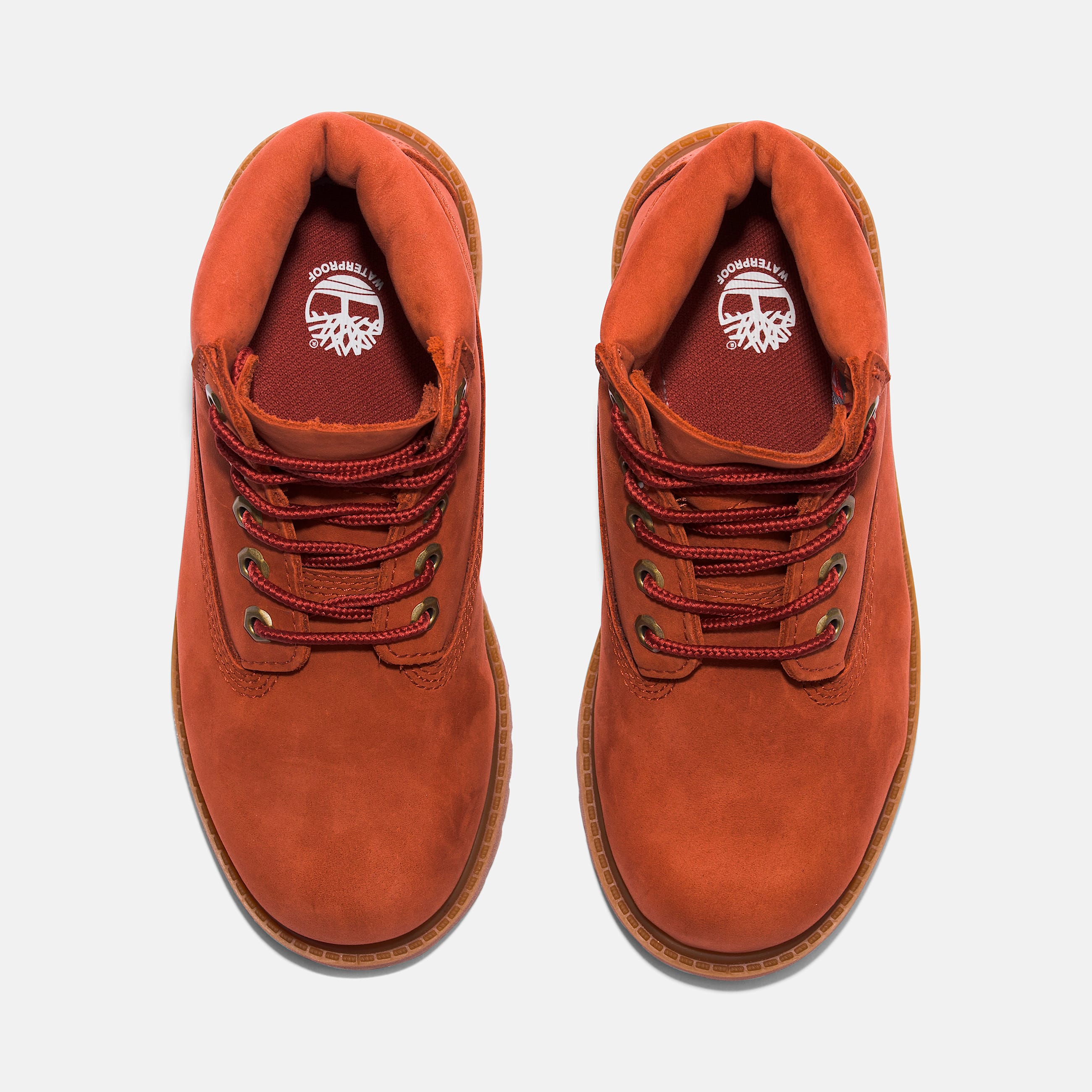 Youth Timberland Premium 6Inch LaceUp Waterproof Boot TBL Dark Red Nubuck ALT2