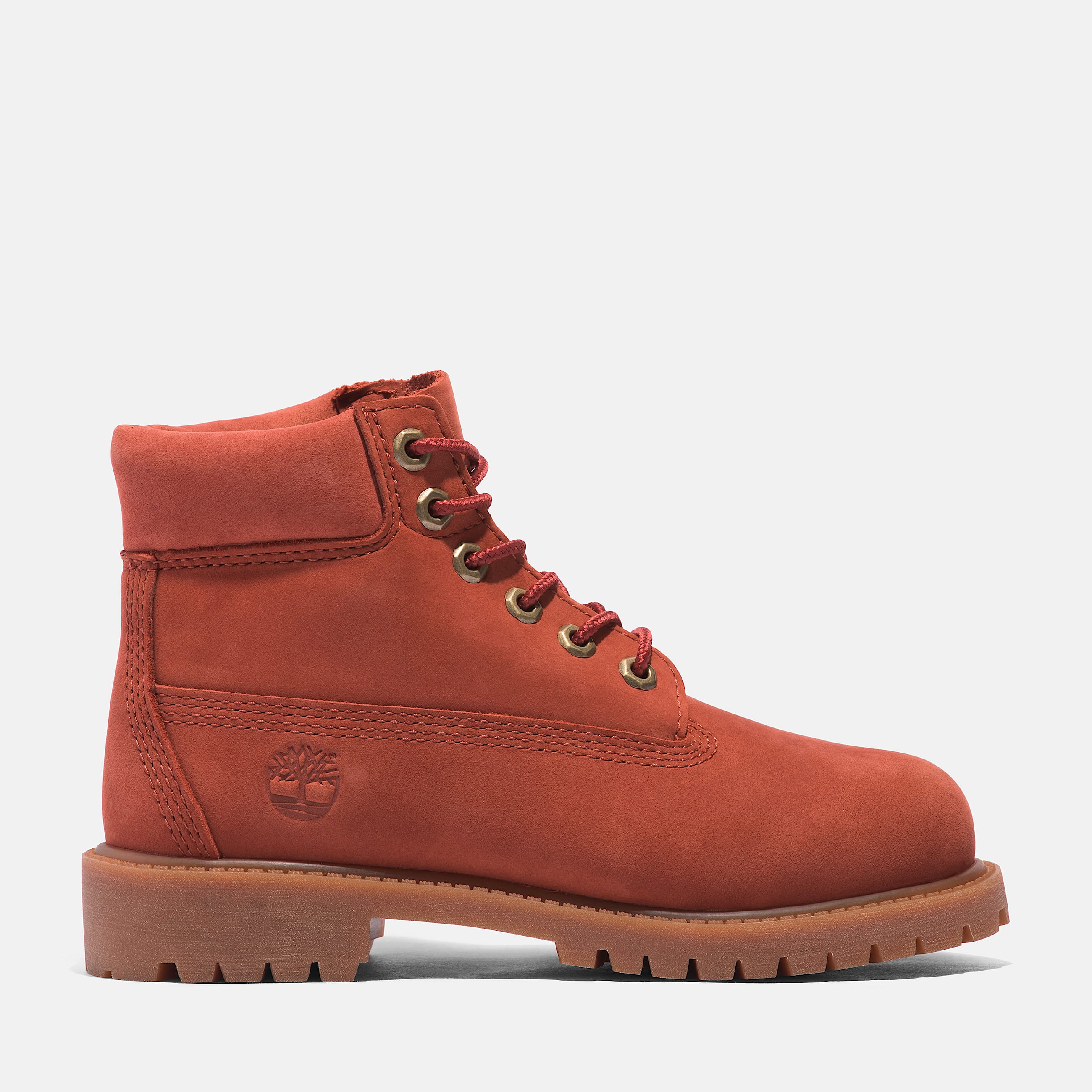Youth Timberland Premium 6Inch LaceUp Waterproof Boot TBL Dark Red Nubuck HERO