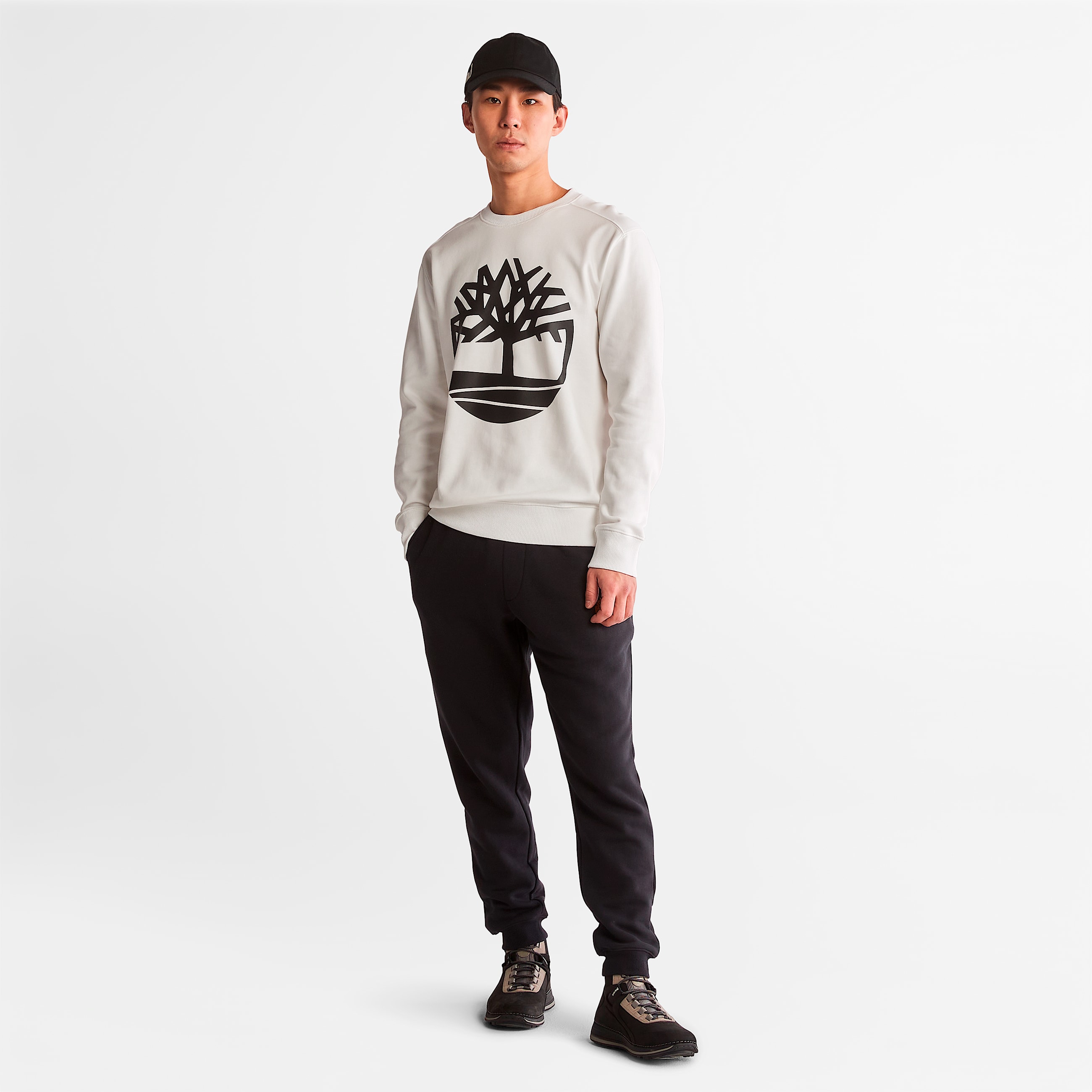 Mens Timberland TreeLogo Crewneck Sweatshirt TBL WhiteBlack ALT2