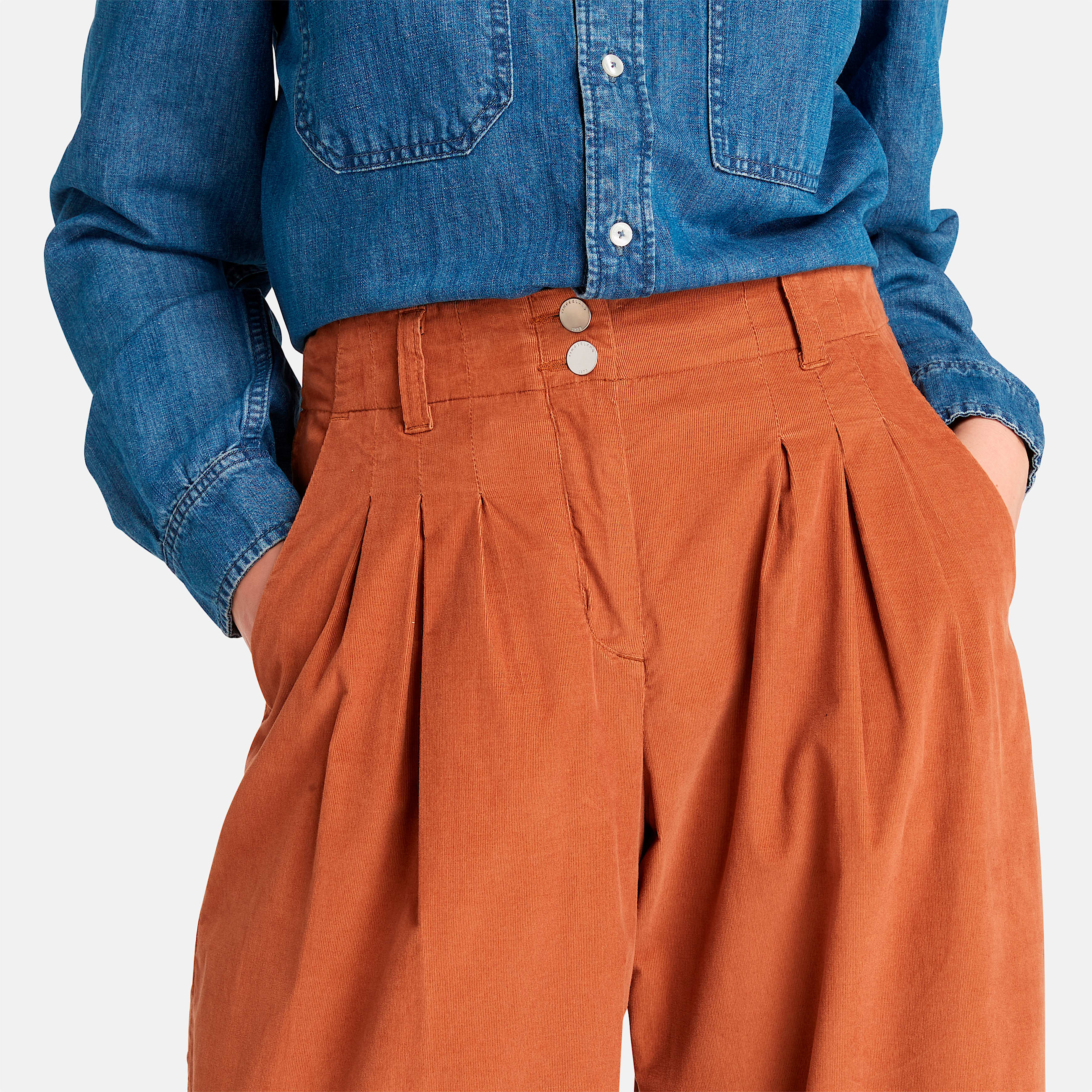 Pantaln ancho para mujer de pana Needle TBL Caf ALT2