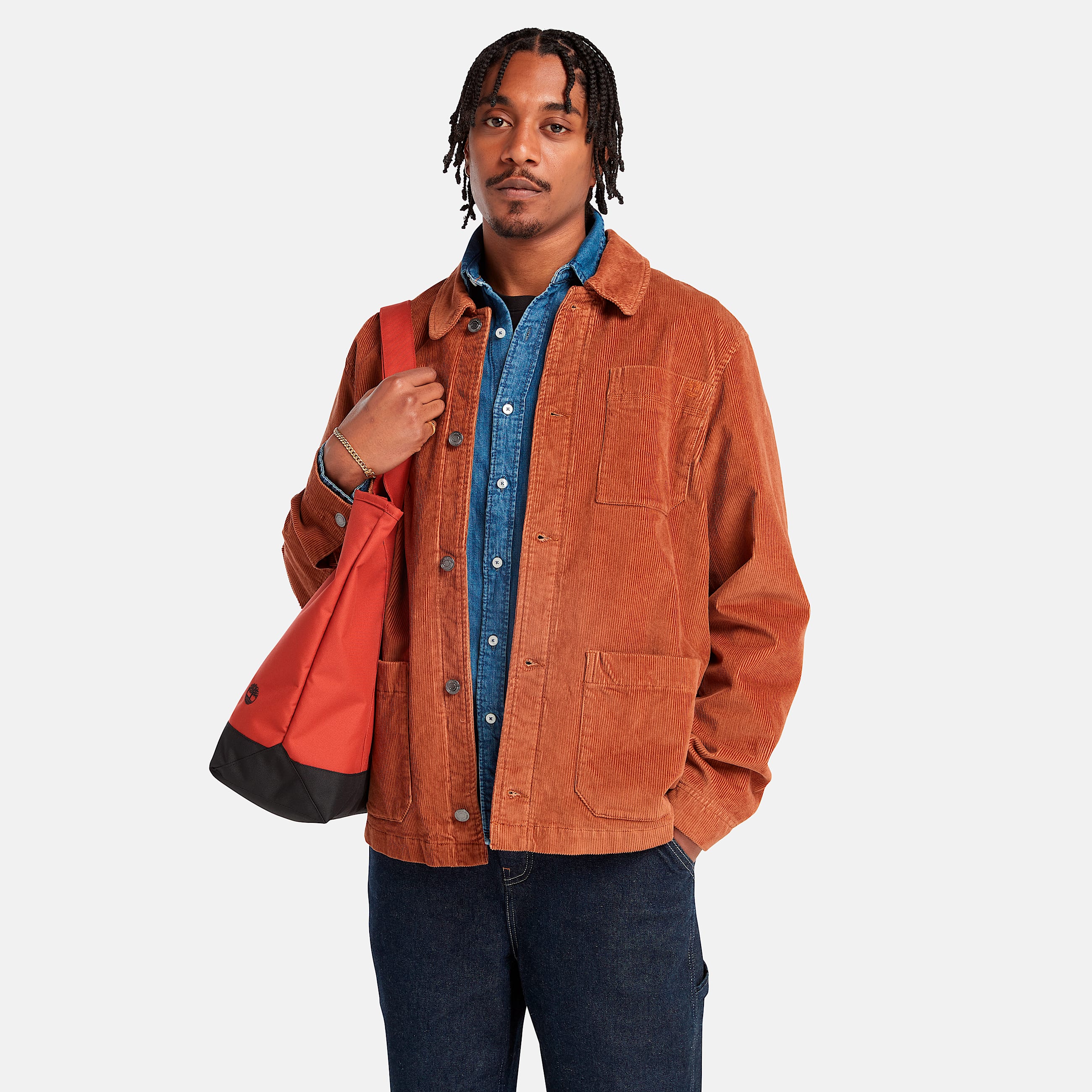 Mens Kempshire Corduroy Chore Jacket TBL Burnt Sienna HERO