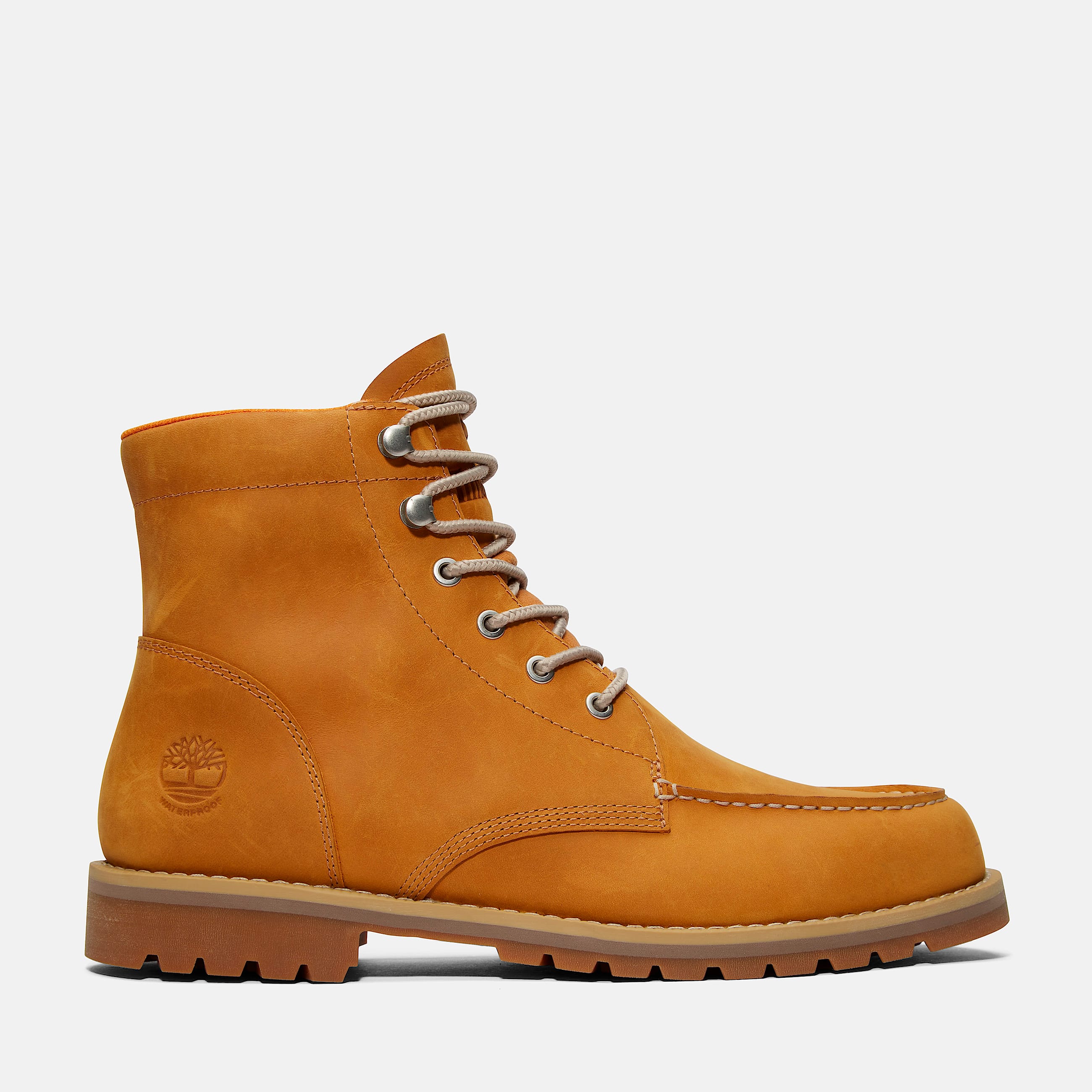 Mens Redwood Falls Waterproof MocToe Boot TBL Wheat FullGrain HERO