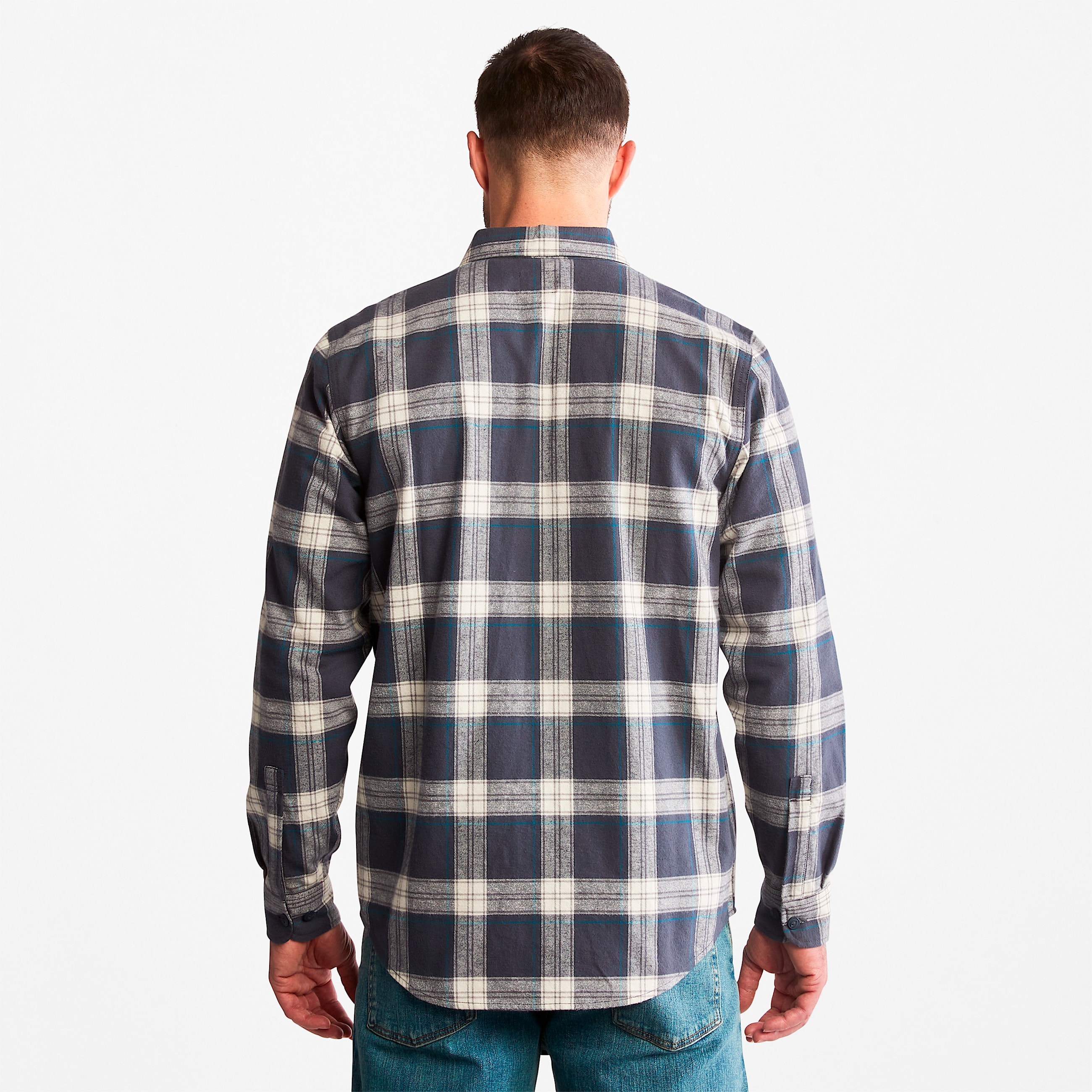 Mens Woodfort Heavyweight Flannel Work Shirt TBL India Ink Plaid ALT1