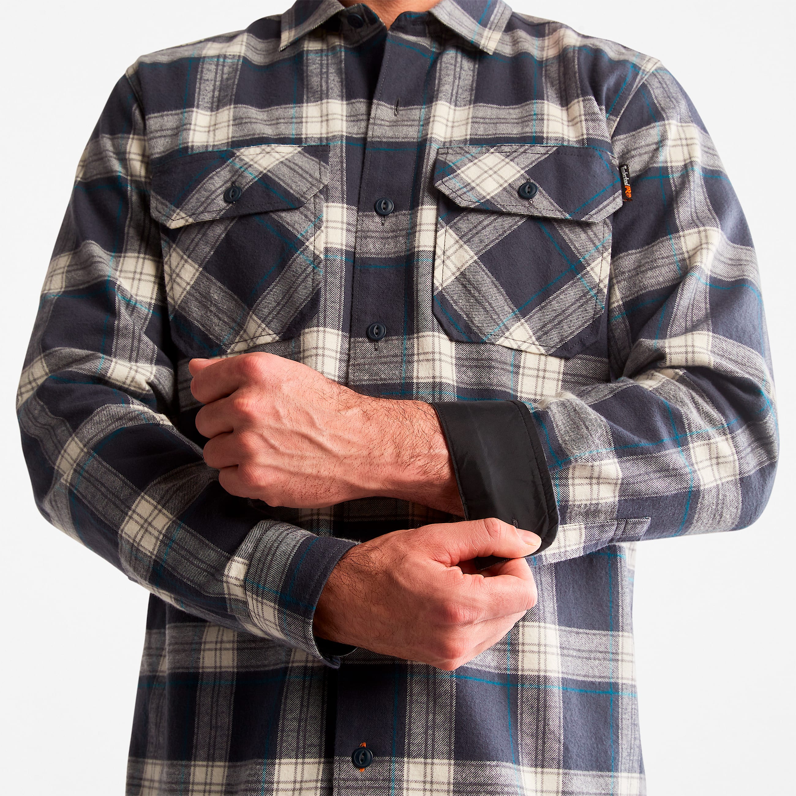 Mens Woodfort Heavyweight Flannel Work Shirt TBL India Ink Plaid ALT5