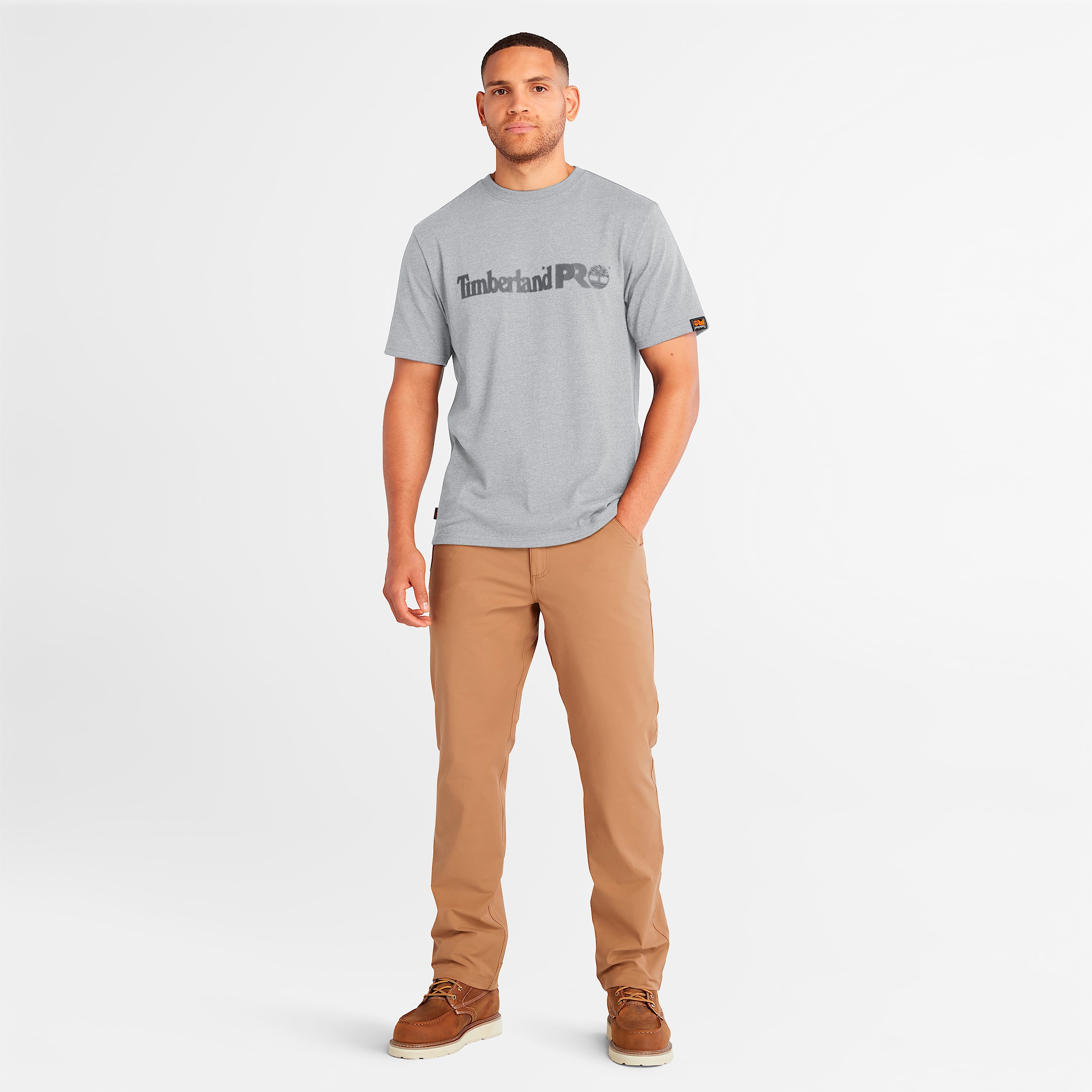 Mens Timberland PRO Core Linear Logo TShirt TBL Grey Heather ALT1