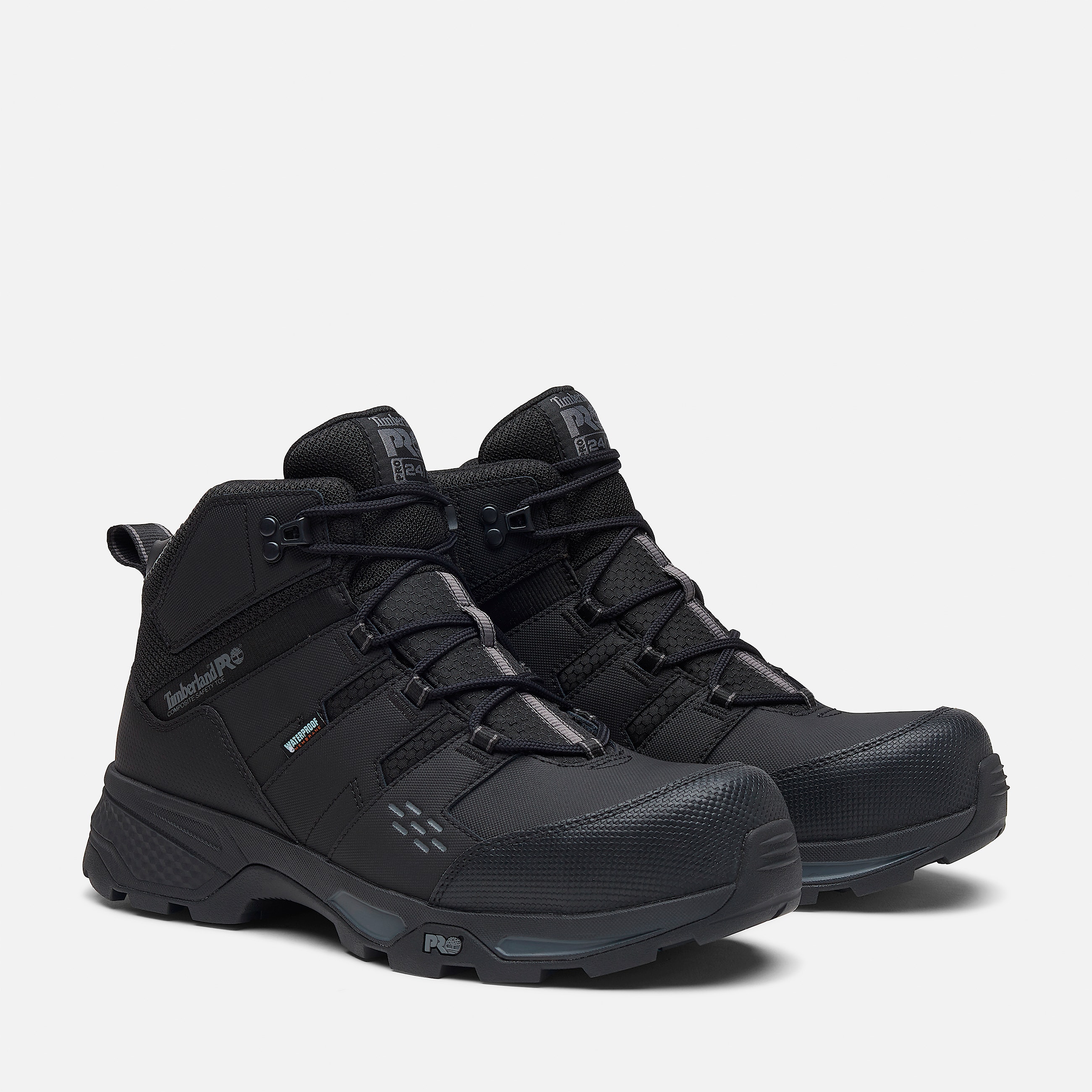 Mens Switchback CompToe Waterproof Work Boot TBL Black FullGrainGrey ALT4