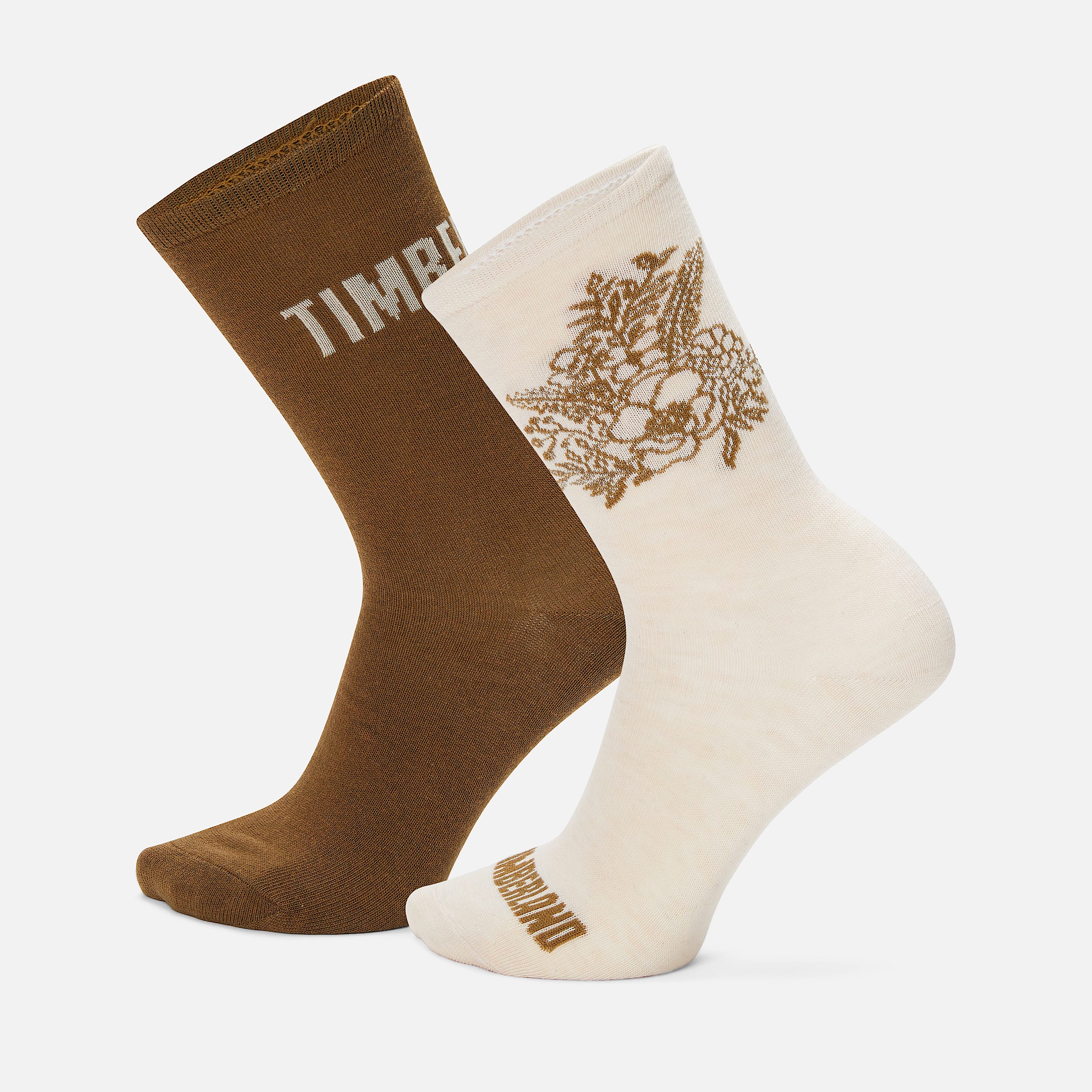 Womens 2Pack Timberland Floral Crew Sock TBL Oatmeal Heather HERO