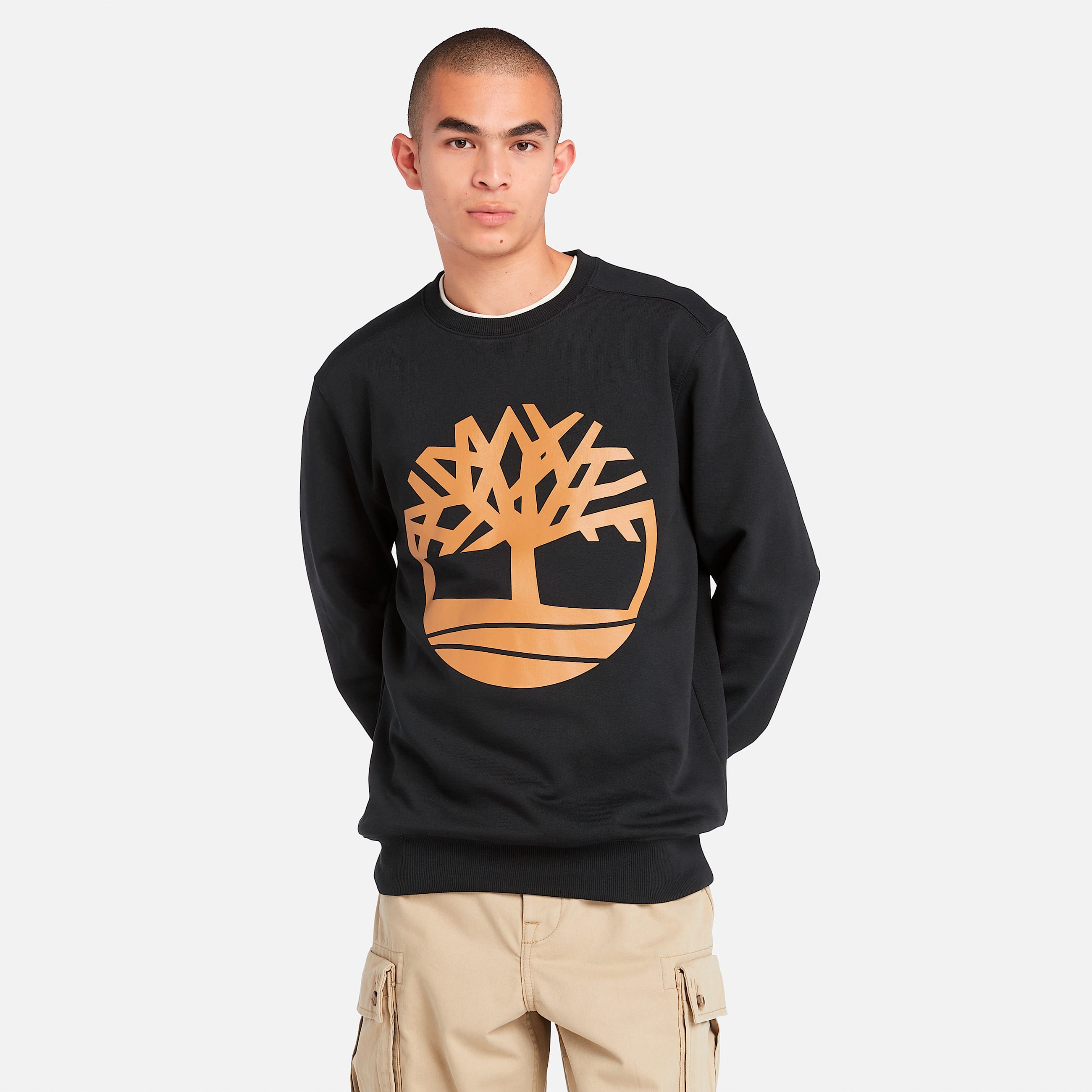 Mens Timberland Tree Logo Crewneck Sweatshirt TBL BlackWheat Boot HERO