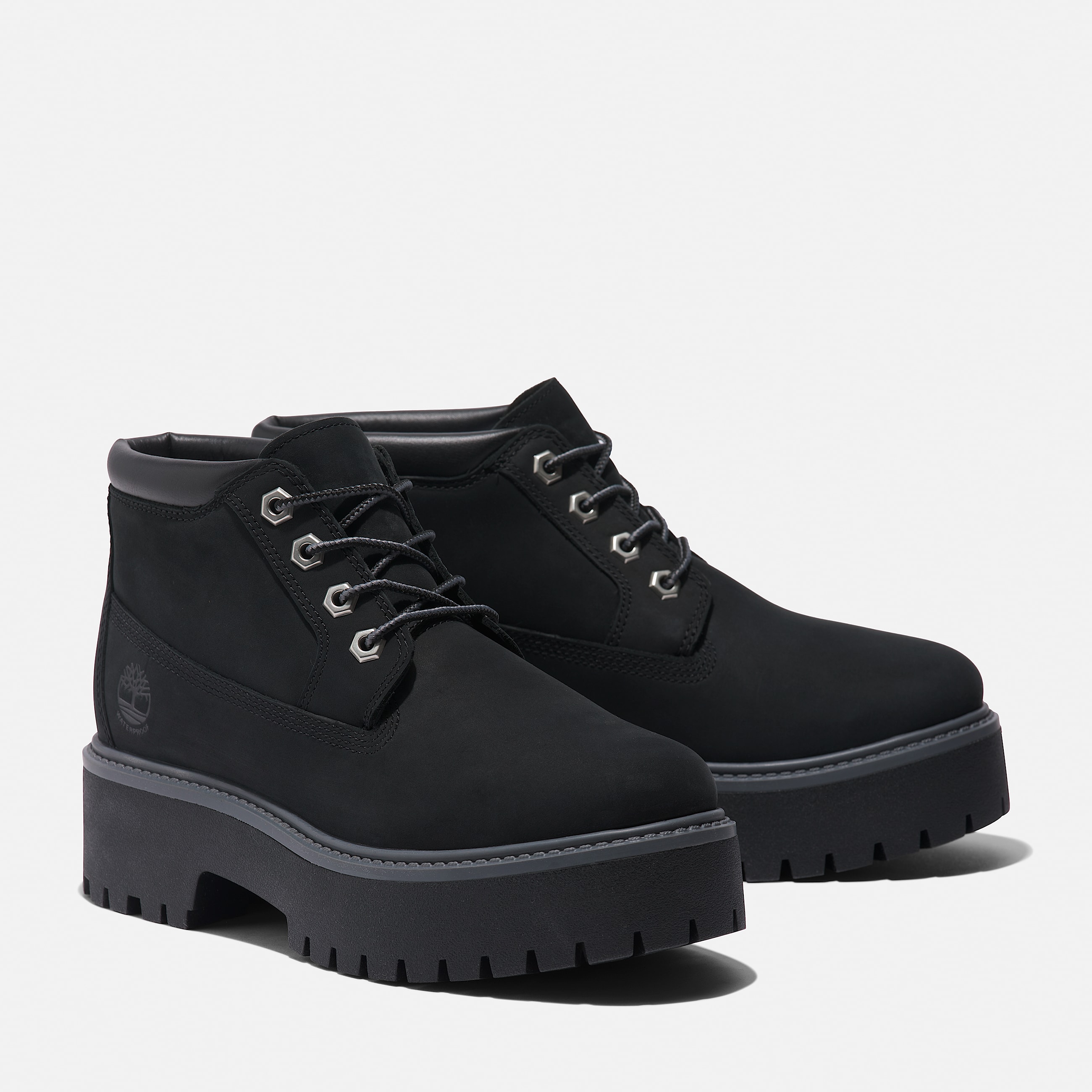 Womens Stone Street Waterproof Platform Chukka TBL Black Nubuck ALT4