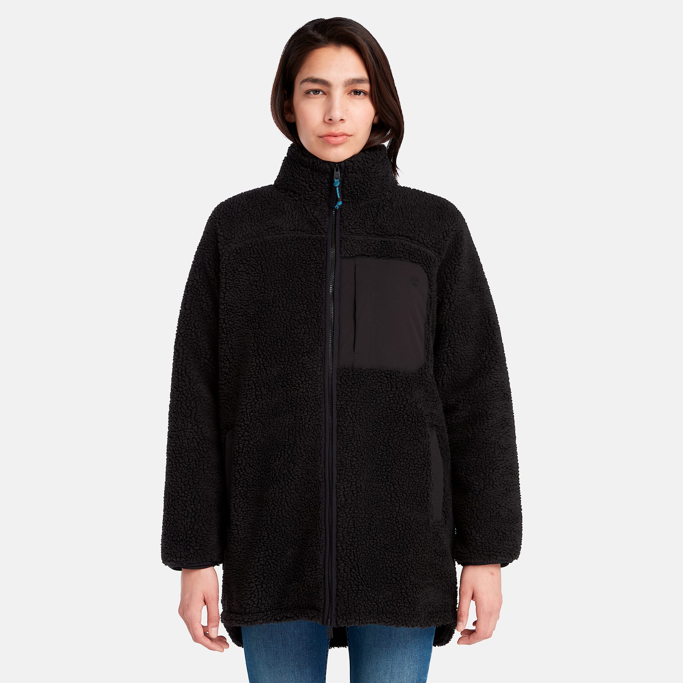 Chamarra larga para mujer Fleece Jacket TBL Negro ALT8