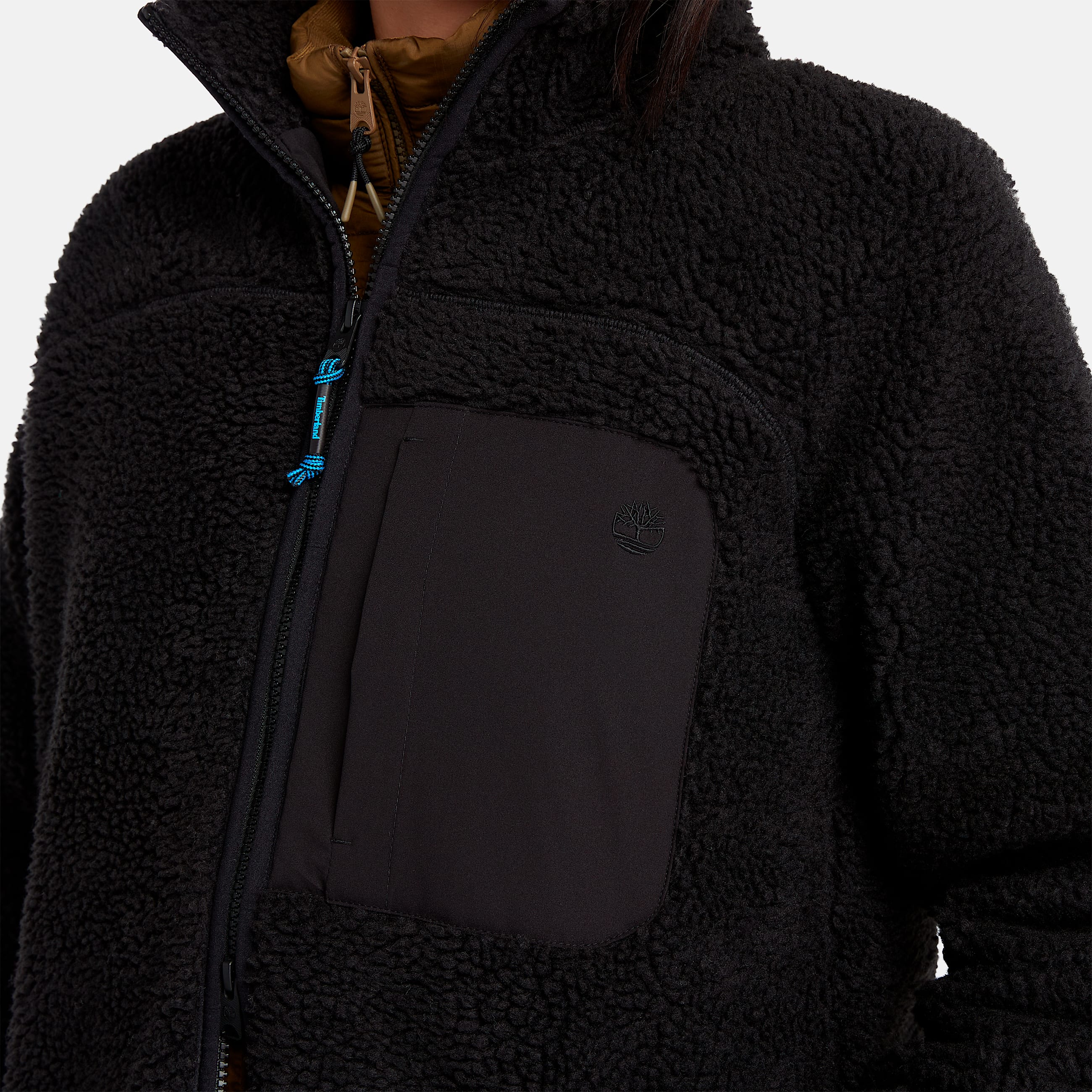 Chamarra larga para mujer Fleece Jacket TBL Negro ALT3