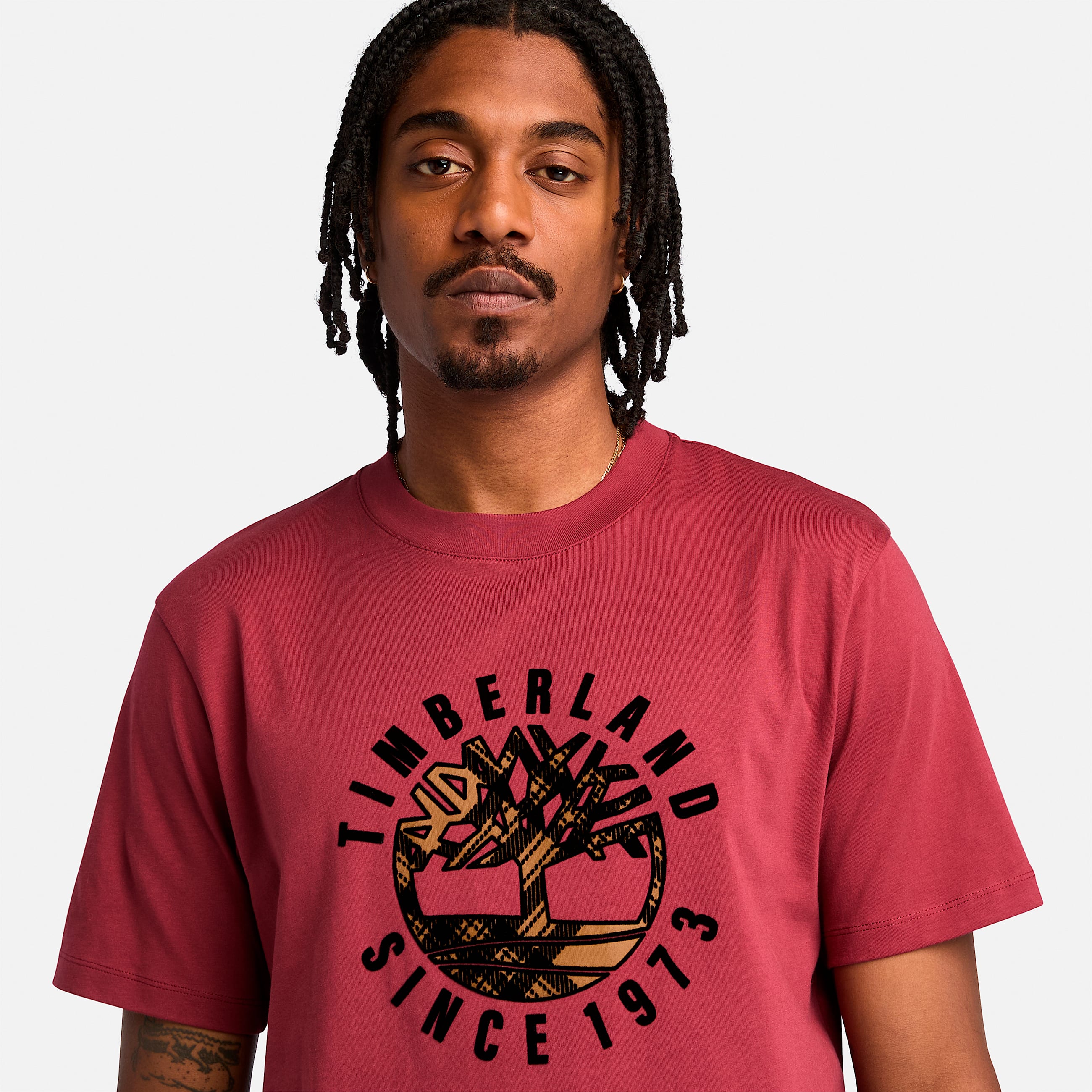 Mens Timberland Heritage Plaid Logo TShirt TBL Cordovan ALT2