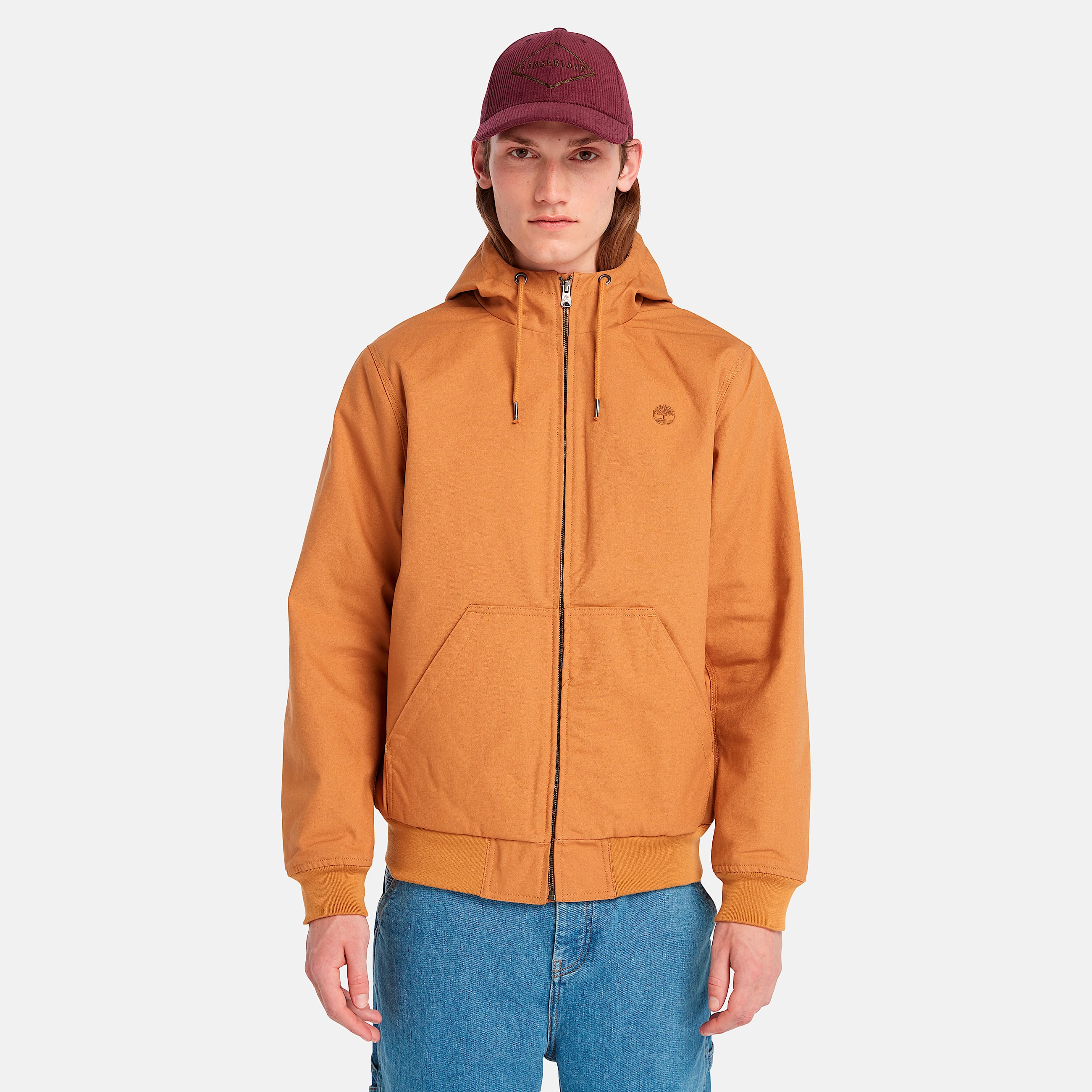 Mens Insulated Canvas Hooded Bomber Jacket TBL Wheat Boot ALT8