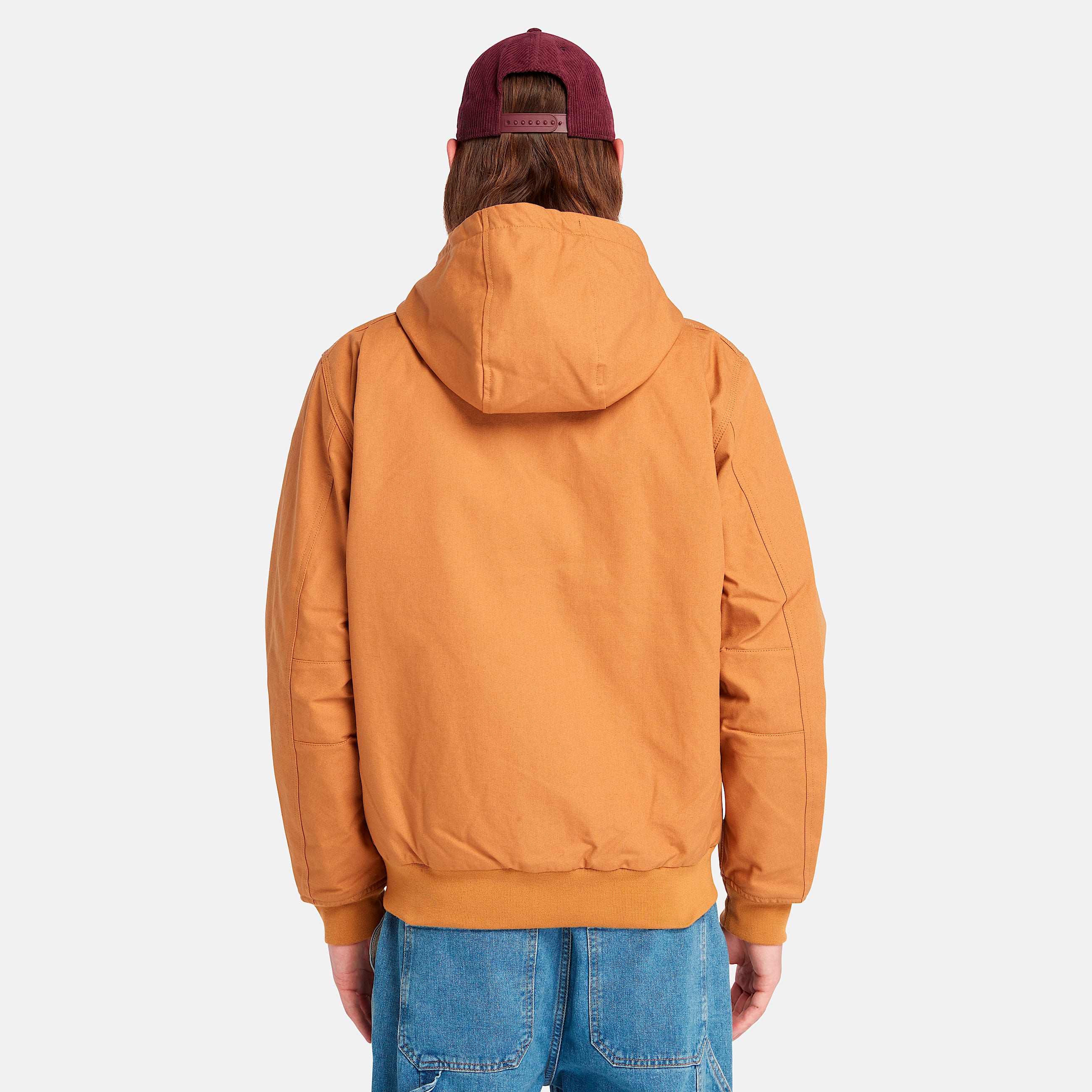 Mens Insulated Canvas Hooded Bomber Jacket TBL Wheat Boot ALT9