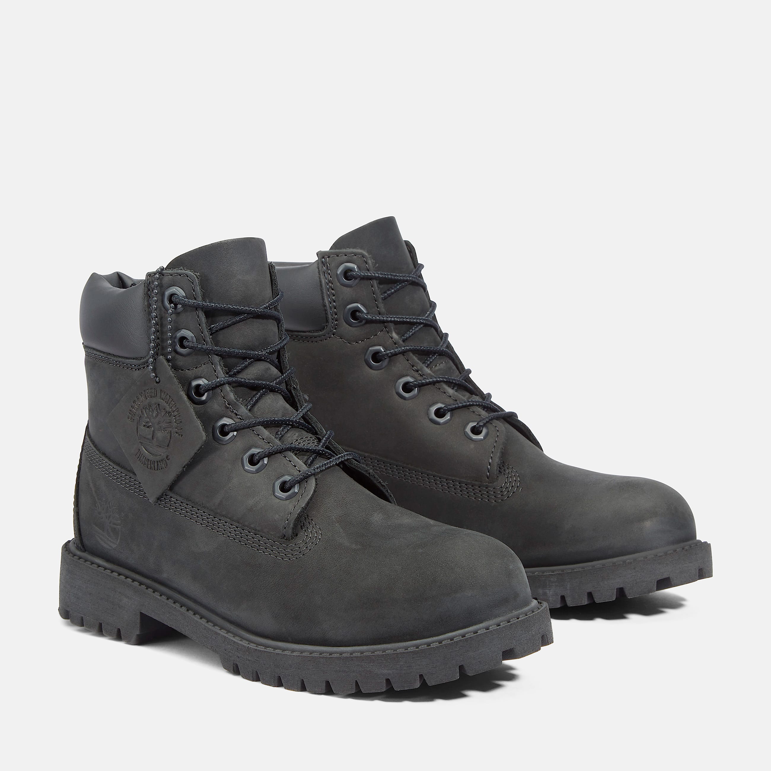 Junior Timberland Premium 6Inch Waterproof Boot TBL Black Nubuck ALT4