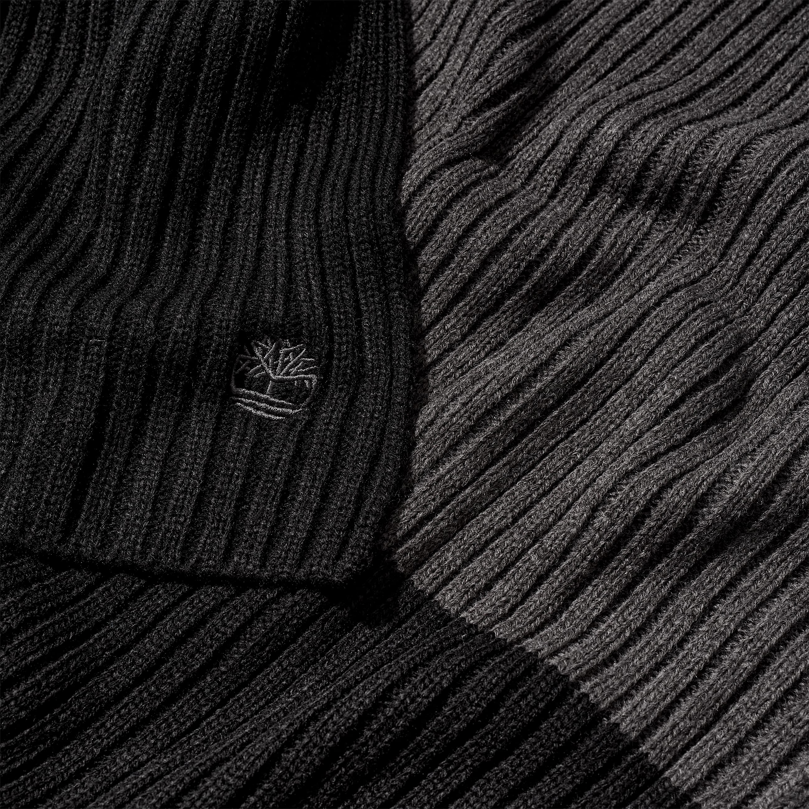 ColorBlocked Ribbed Scarf TBL Black ALT2