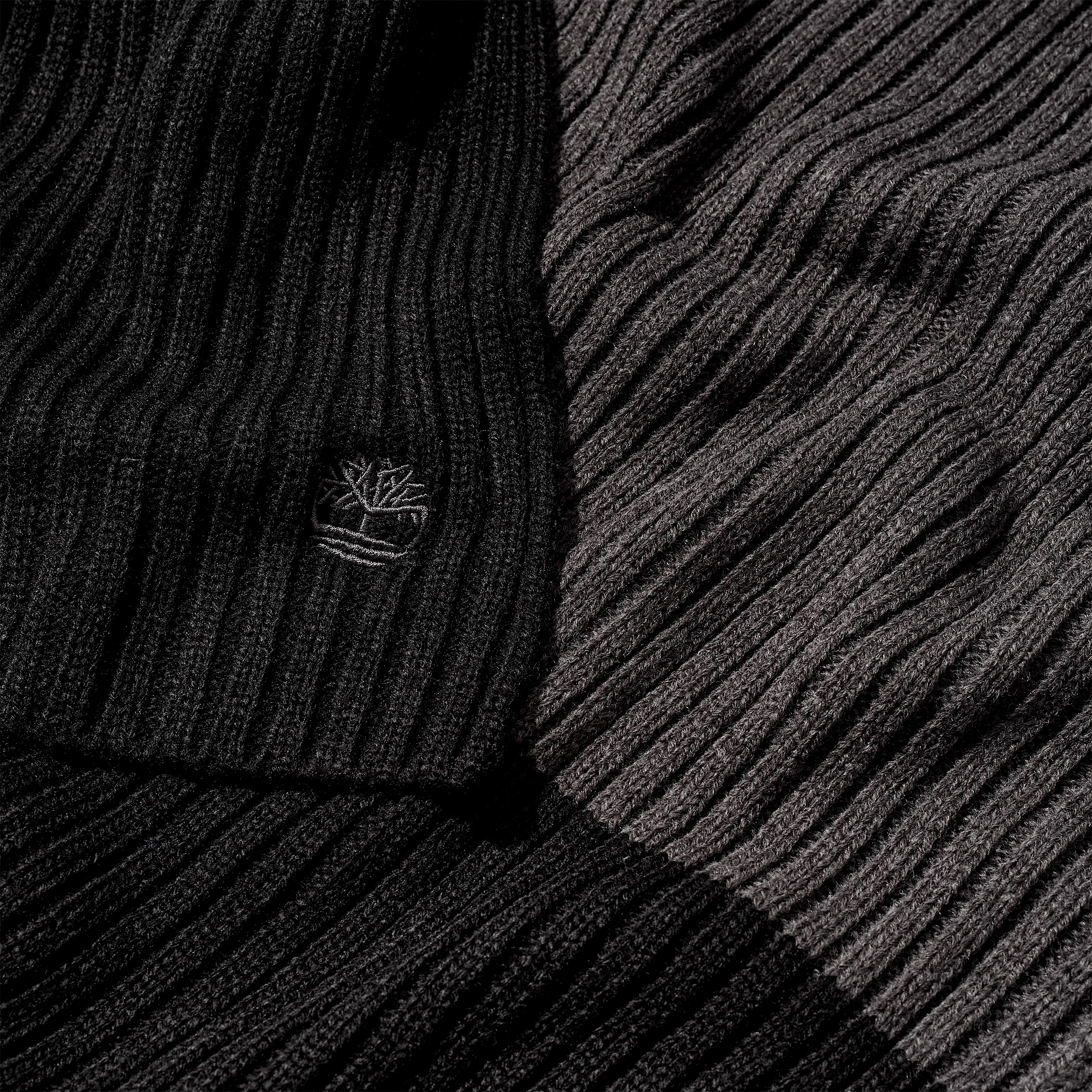ColorBlocked Ribbed Scarf TBL Black ALT1