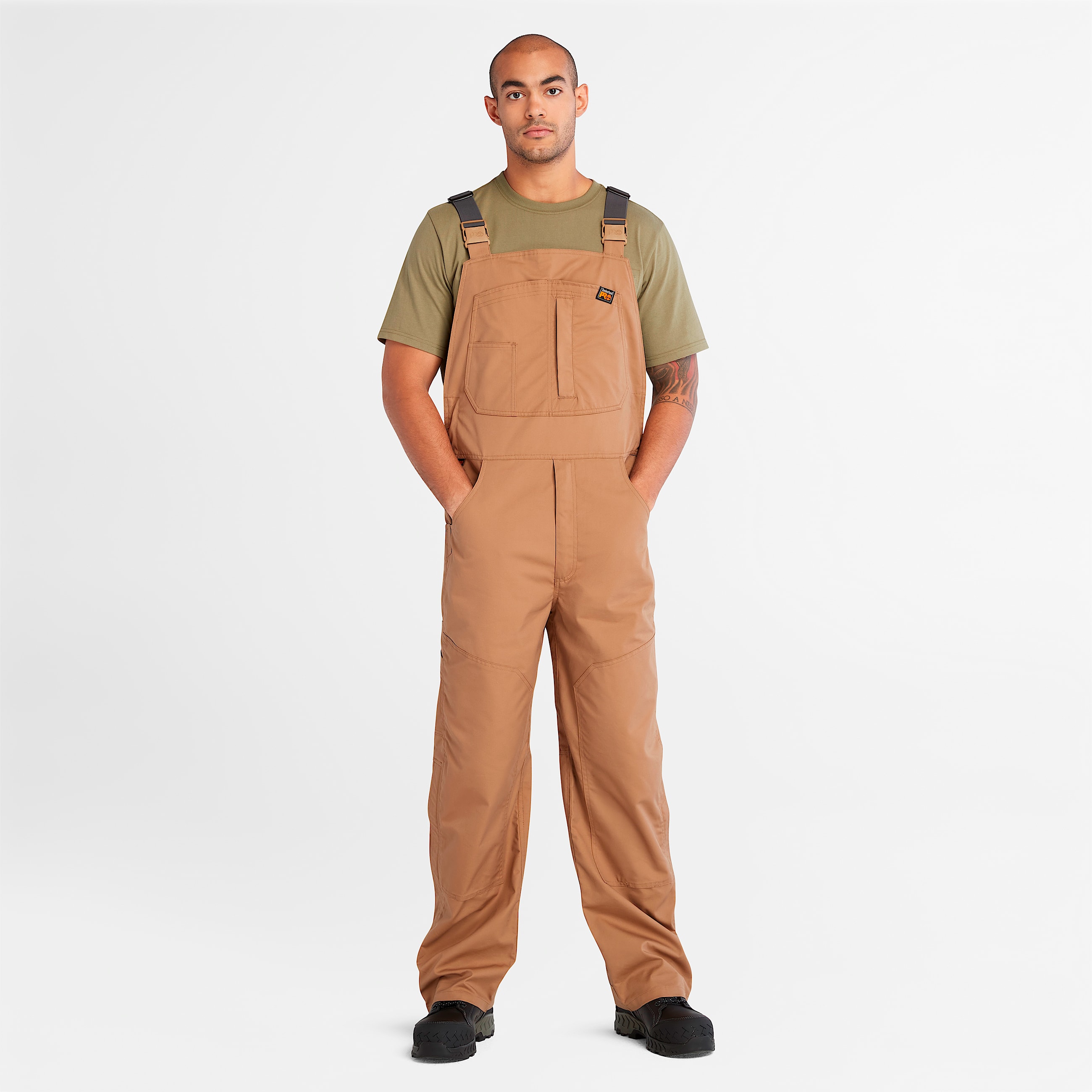 Mens Timberland PRO Morphix Athletic Flex Carpenter Bib Overall TBL Dark Wheat HERO