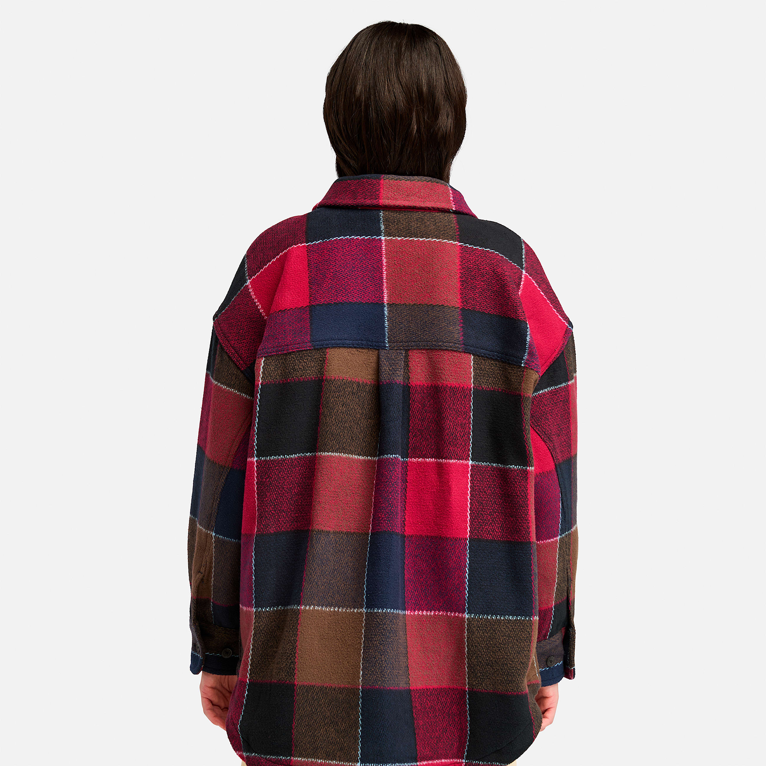 Womens Heavy Flannel Long Overshirt TBL Dark Navy ALT9