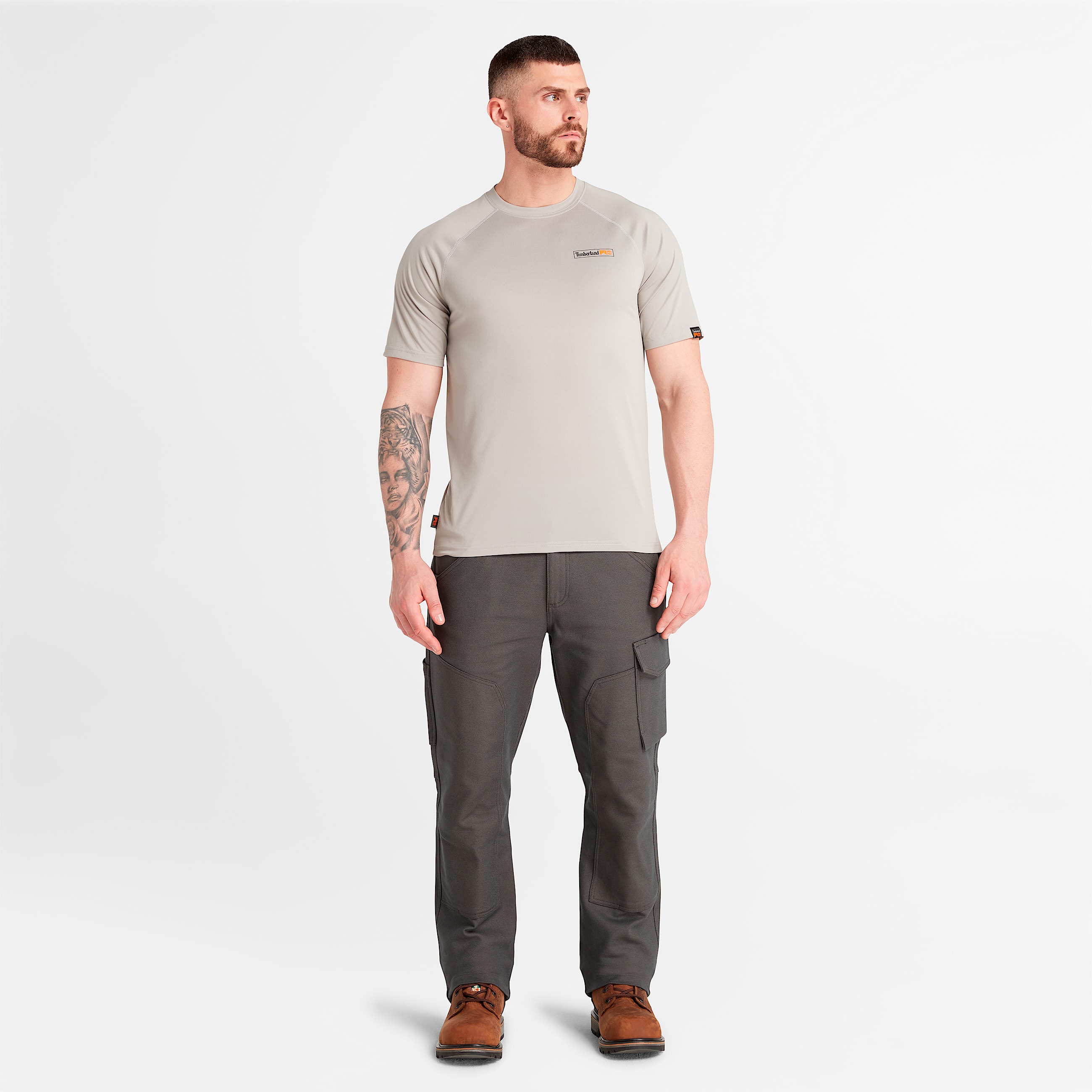 Mens Timberland PRO Wicking Good Sport TShirt TBL Greige ALT1