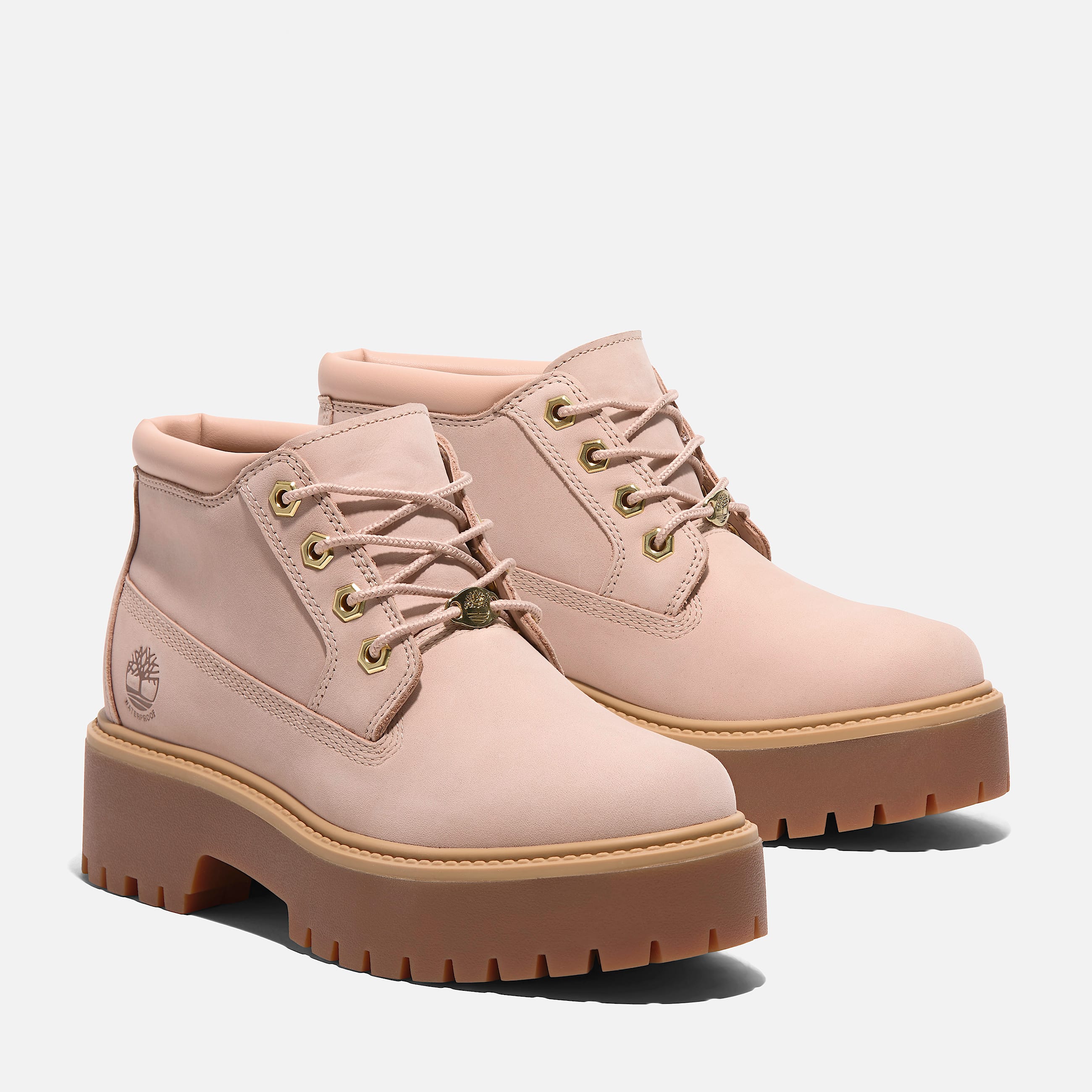 Womens Stone Street Waterproof Platform Chukka TBL Light Beige Nubuck ALT4