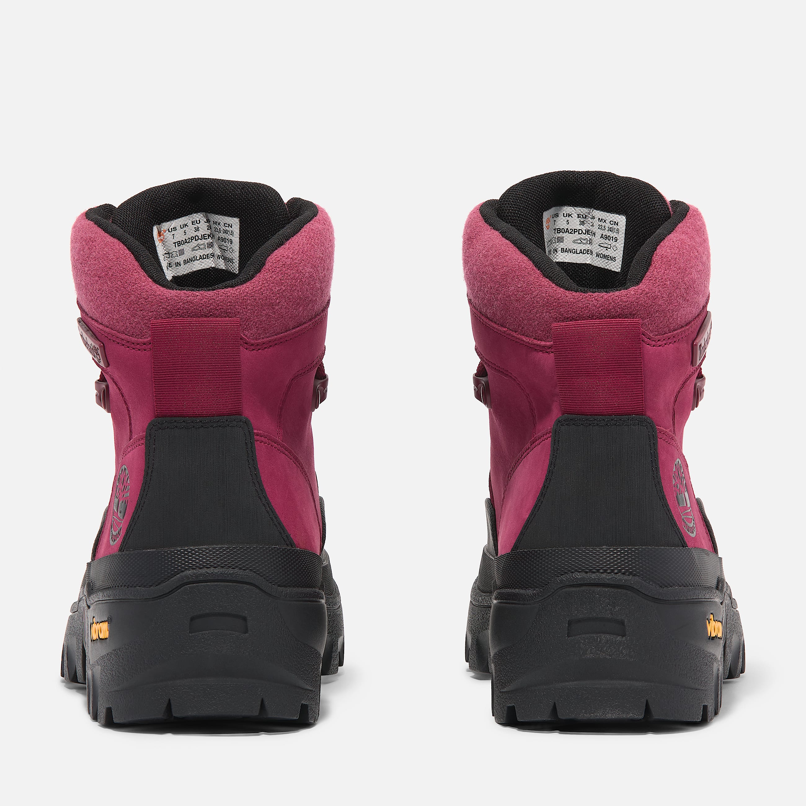 Womens Vibram Mid LaceUp Waterproof Boot TBL Dark Pink Nubuck ALT5