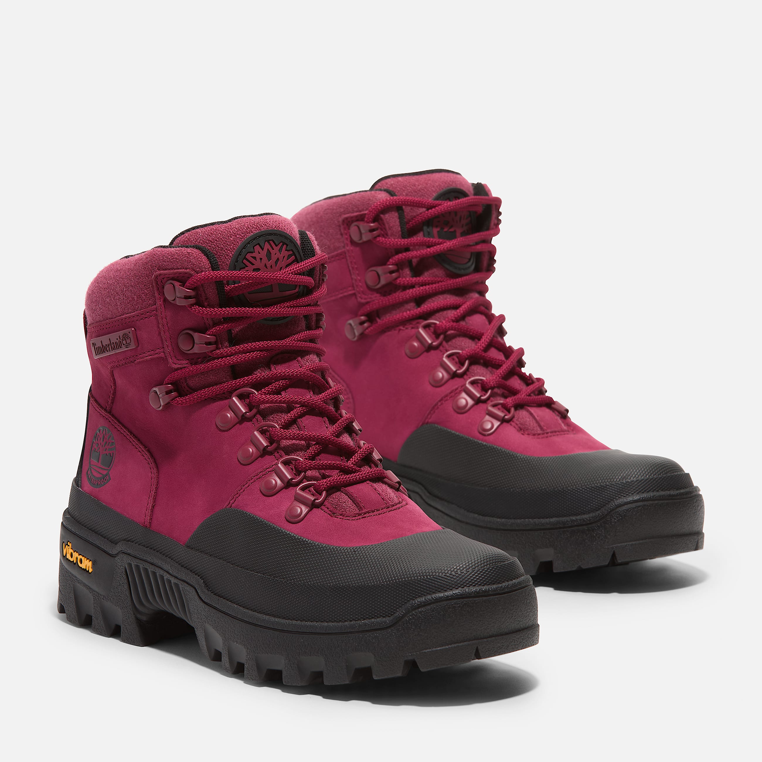 Womens Vibram Mid LaceUp Waterproof Boot TBL Dark Pink Nubuck ALT4
