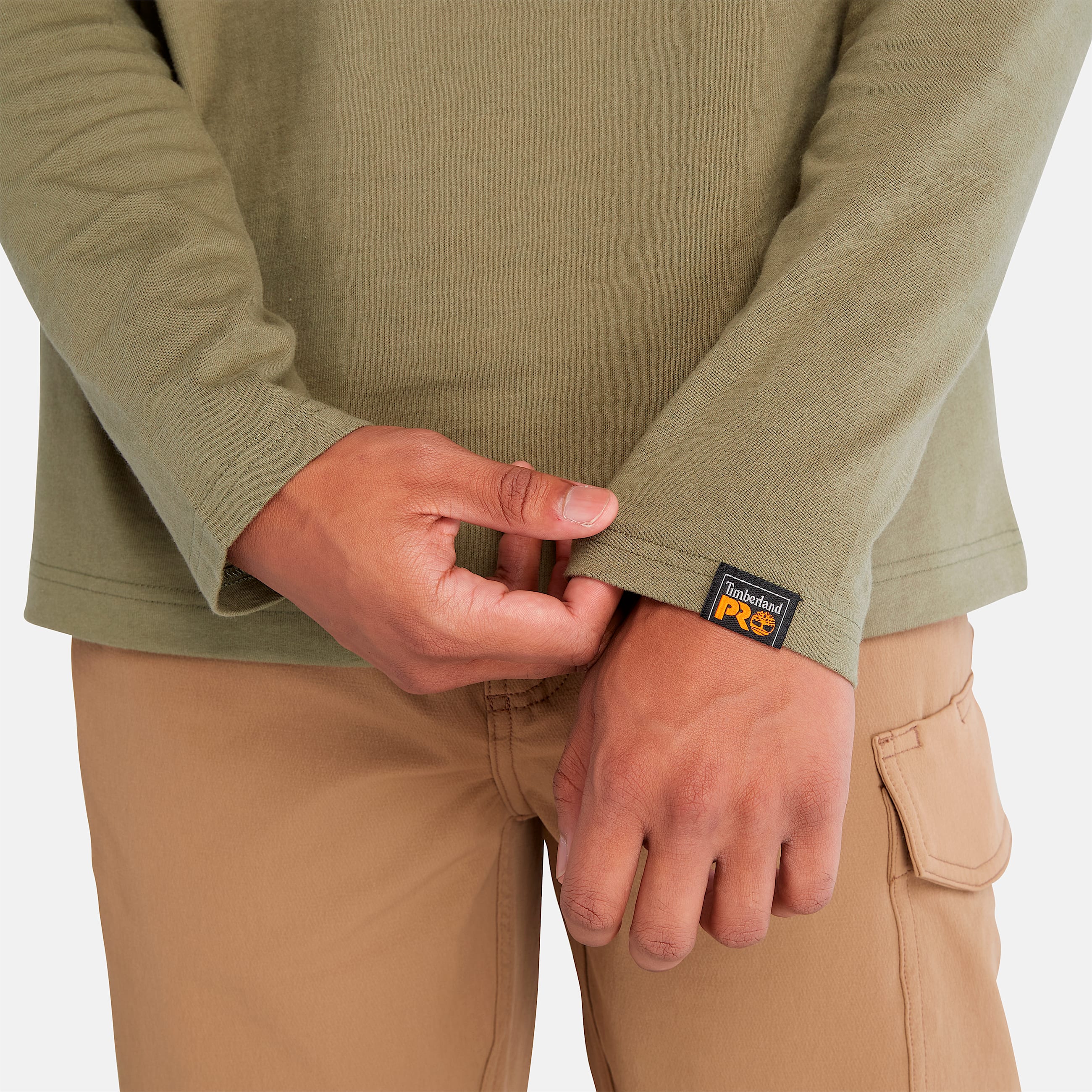 Mens Timberland PRO Core Reflective Logo LongSleeve TShirt TBL Burnt Olive ALT3