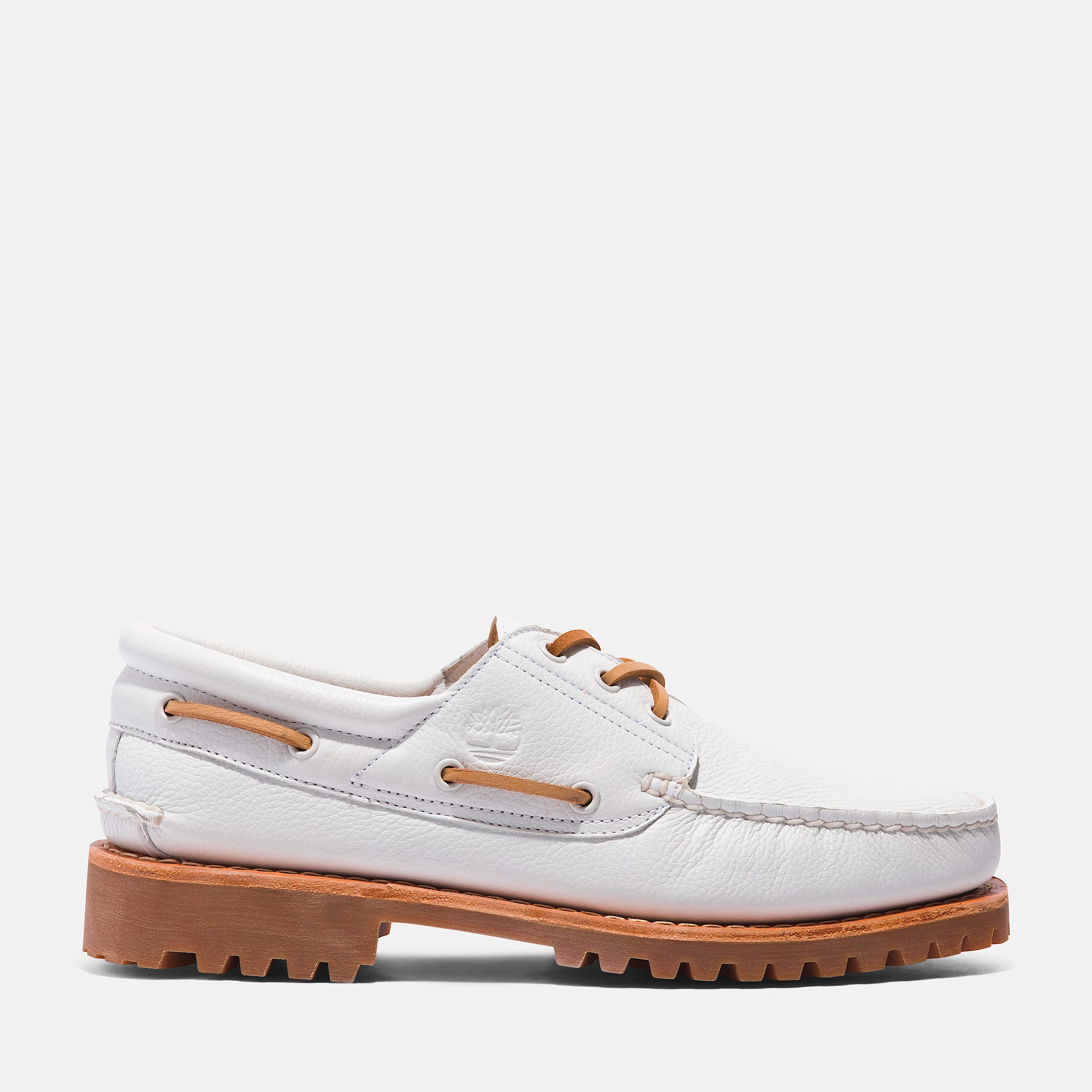 Mens Timberland Authentics 3Eye Boat Shoe TBL White FullGrain HERO