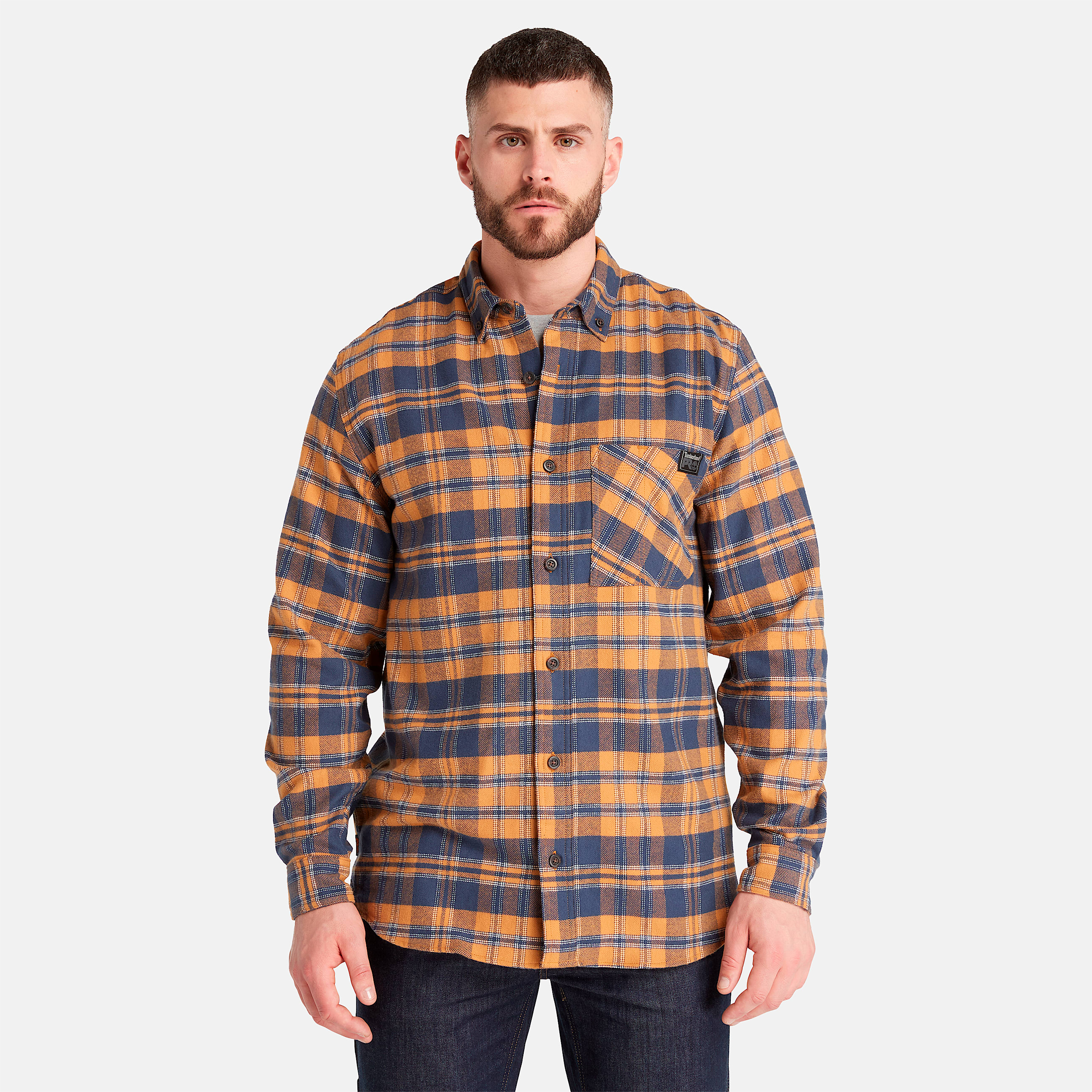 Mens Timberland PRO Woodfort Midweight Flannel Shirt TBL Wheat Boot YarnDyed HERO