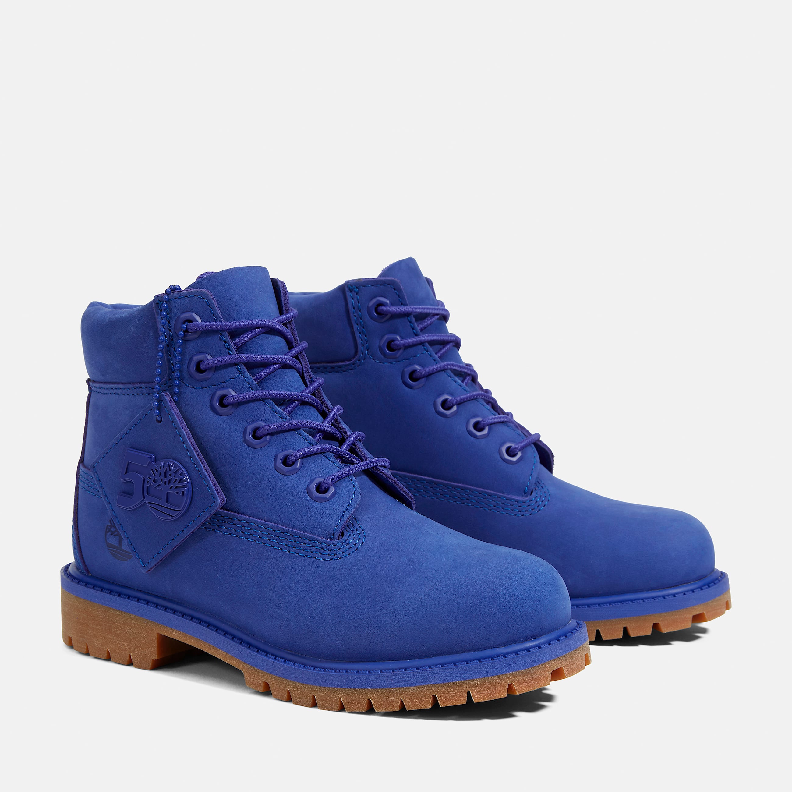 Youth Timberland 50th Edition Premium 6Inch Waterproof Boot TBL Bright Blue Nubuck ALT4