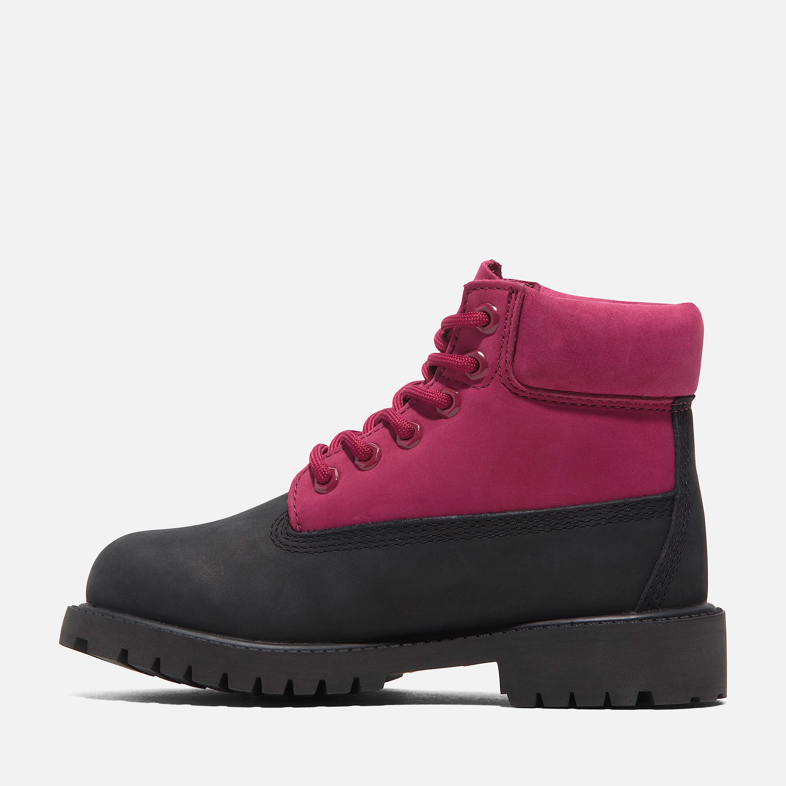 Youth Timberland Premium 6Inch LaceUp Waterproof Boot TBL Black Nubuck Pink ALT6