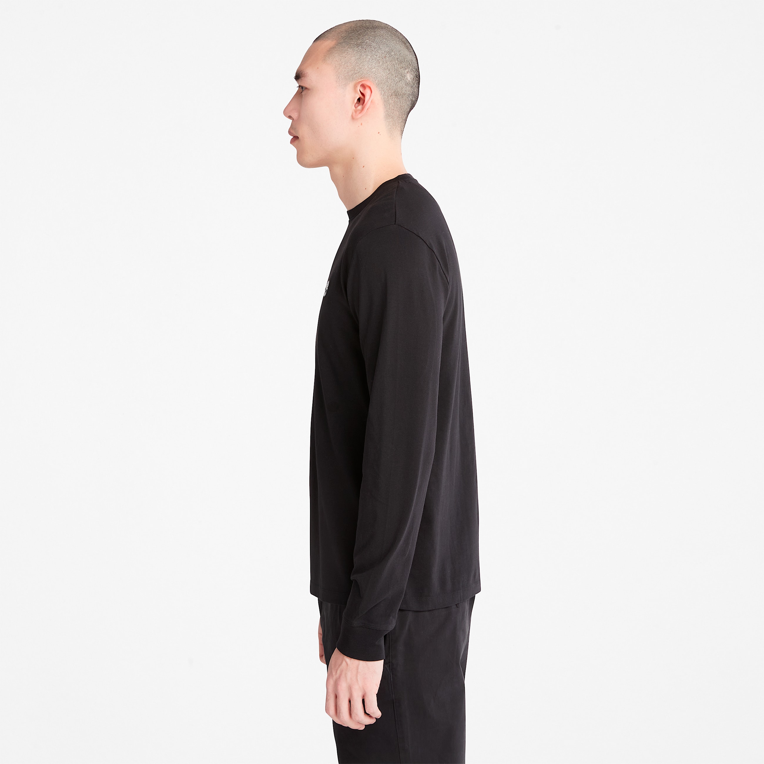 Mens Dunstan River Long Sleeve Slimfit Crew TShirt TBL Black ALT3