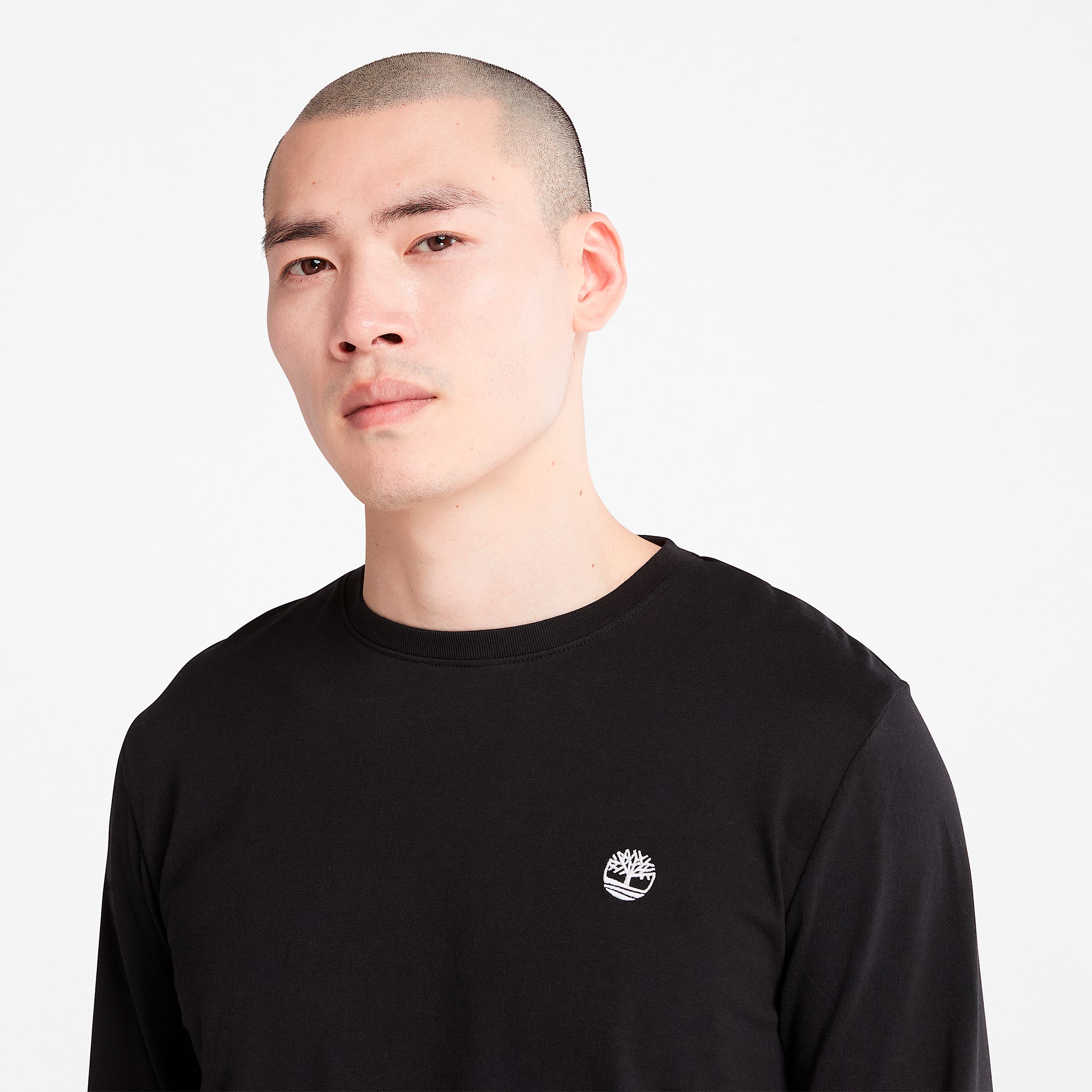 Mens Dunstan River Long Sleeve Slimfit Crew TShirt TBL Black ALT4