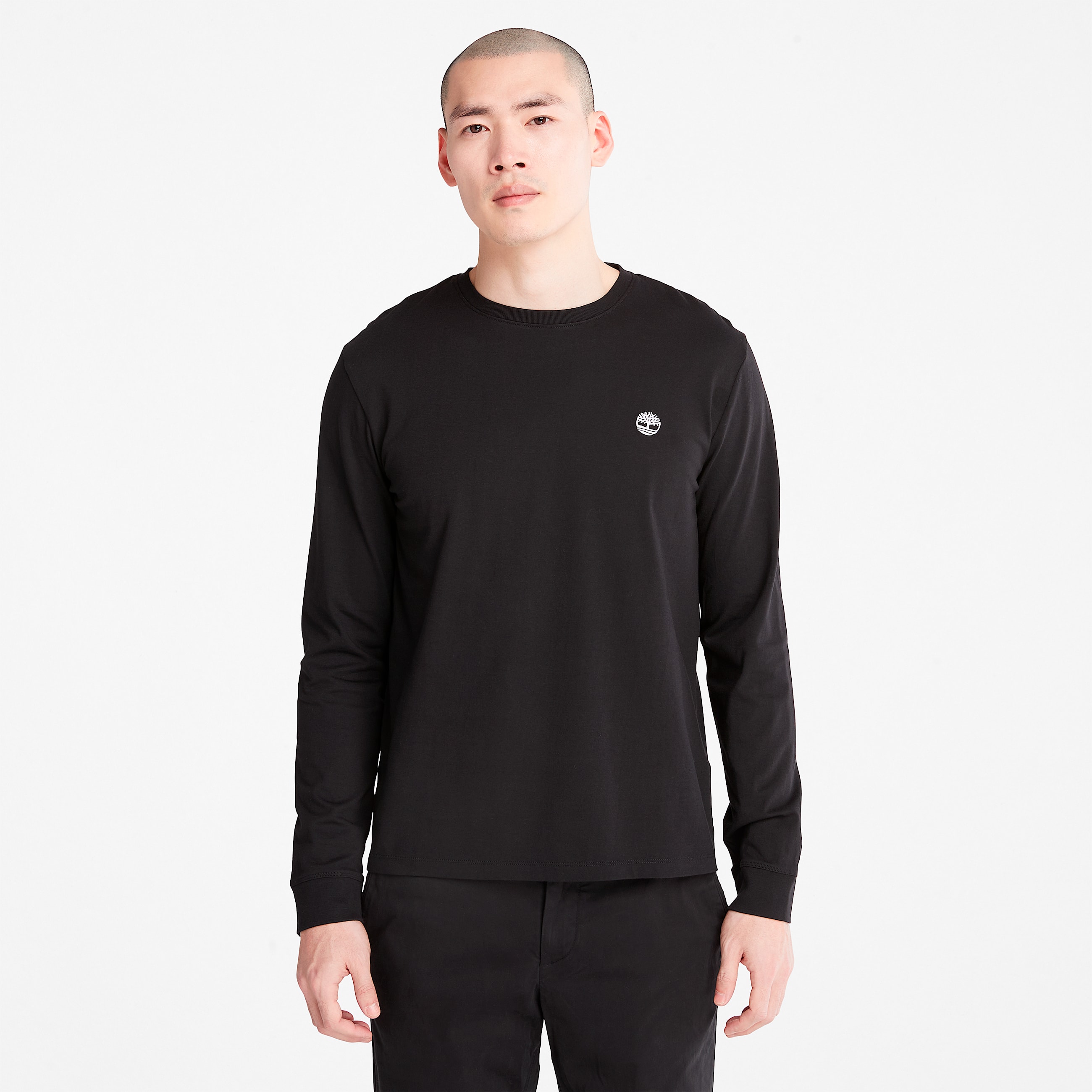 Mens Dunstan River Long Sleeve Slimfit Crew TShirt TBL Black HERO