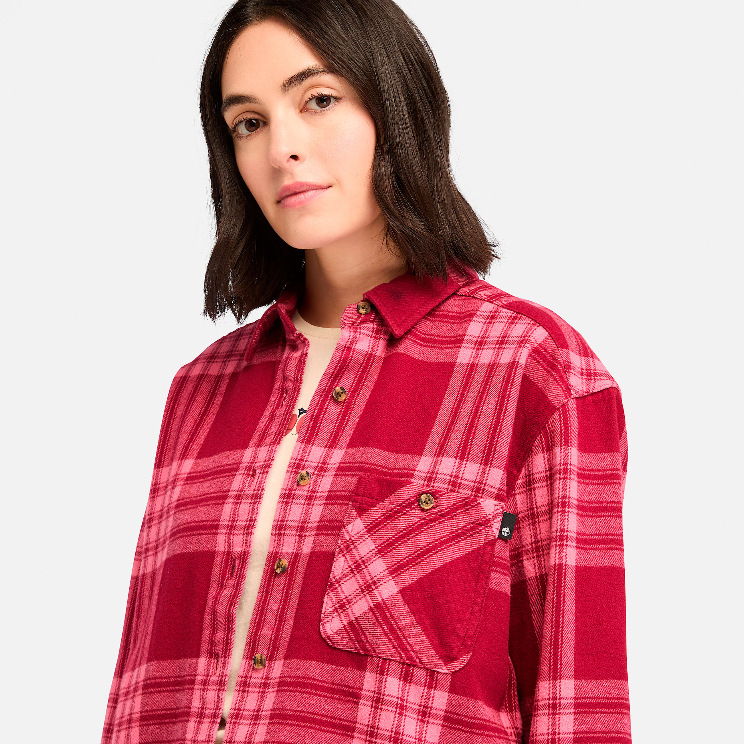 Womens Midweight Flannel Pocket Shirt TBL Beet Red ALT2