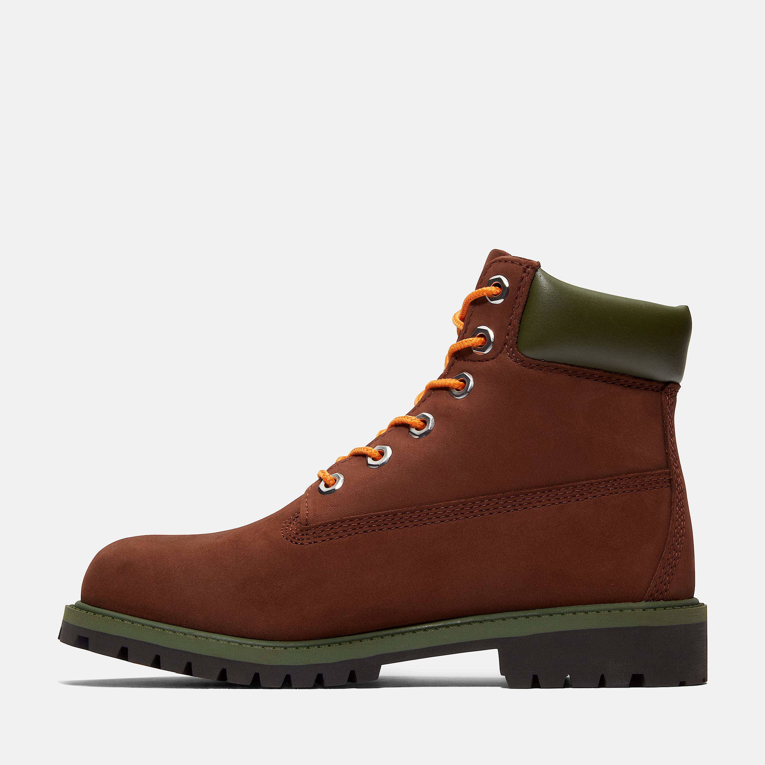 Junior Timberland Premium 6Inch Waterproof Boots TBL Dark Brown Nubuck ALT6