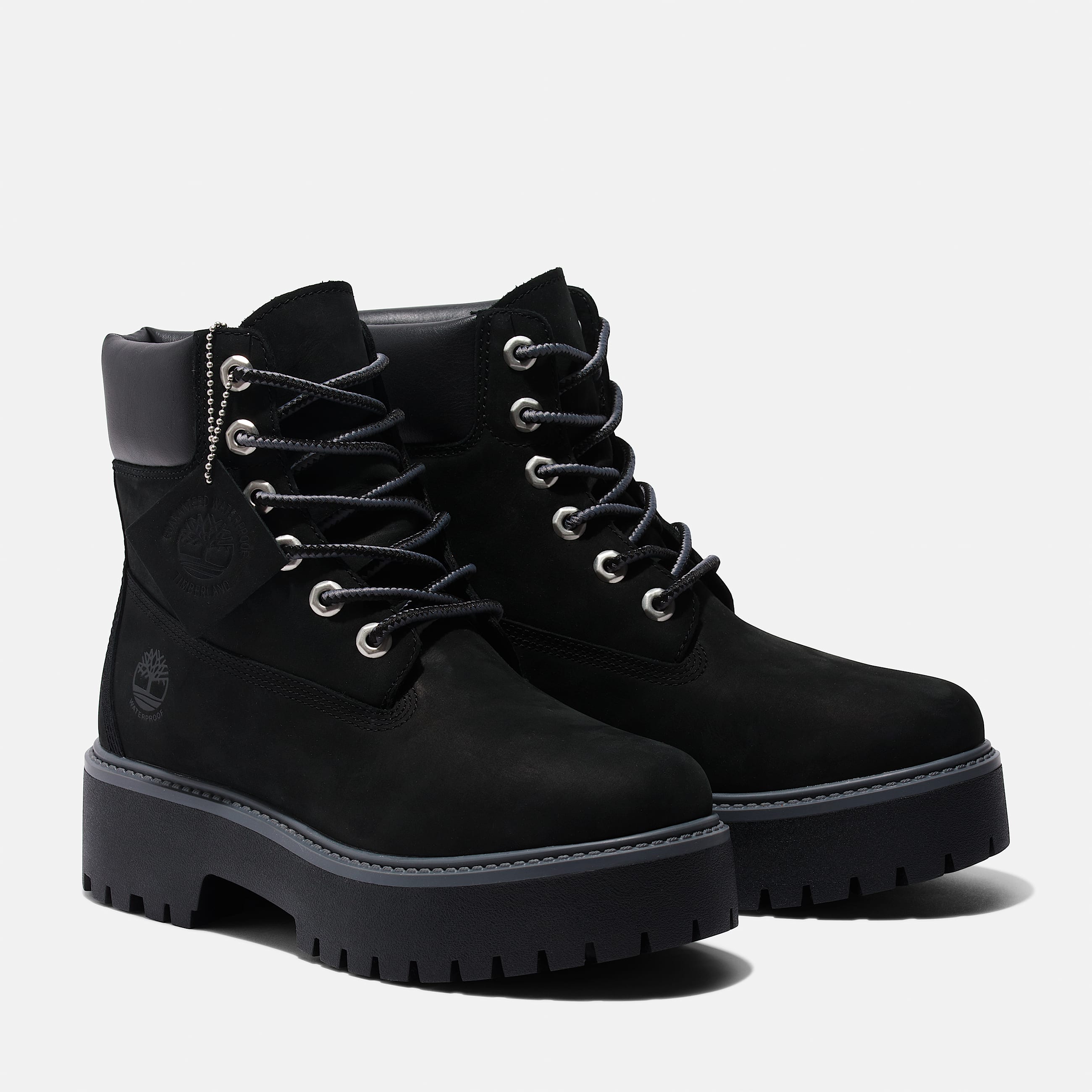 Womens Stone Street 6Inch Waterproof Platform Boot TBL Black Nubuck ALT4