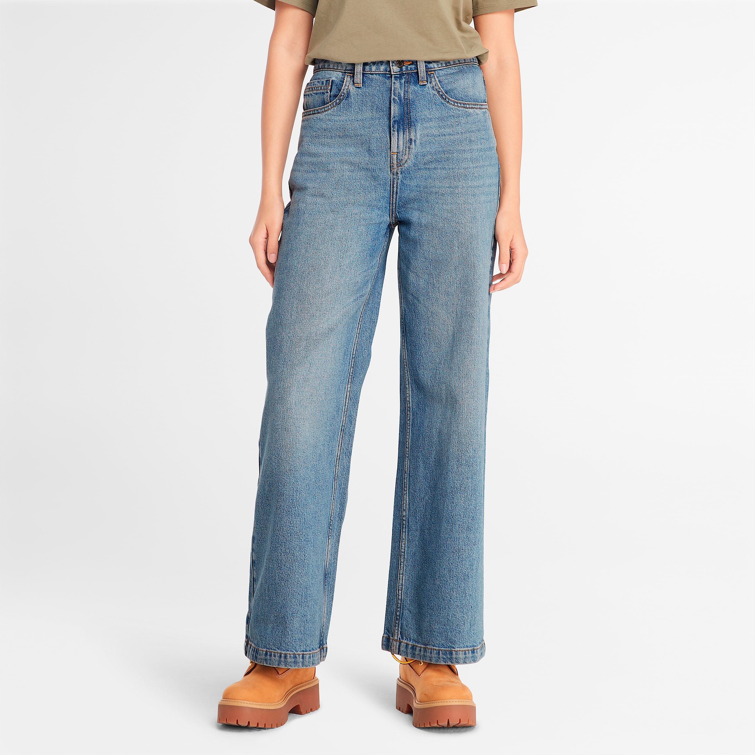 Womens Denim Carpenter Pant with Refibra Technology TBL Mid Blue HERO