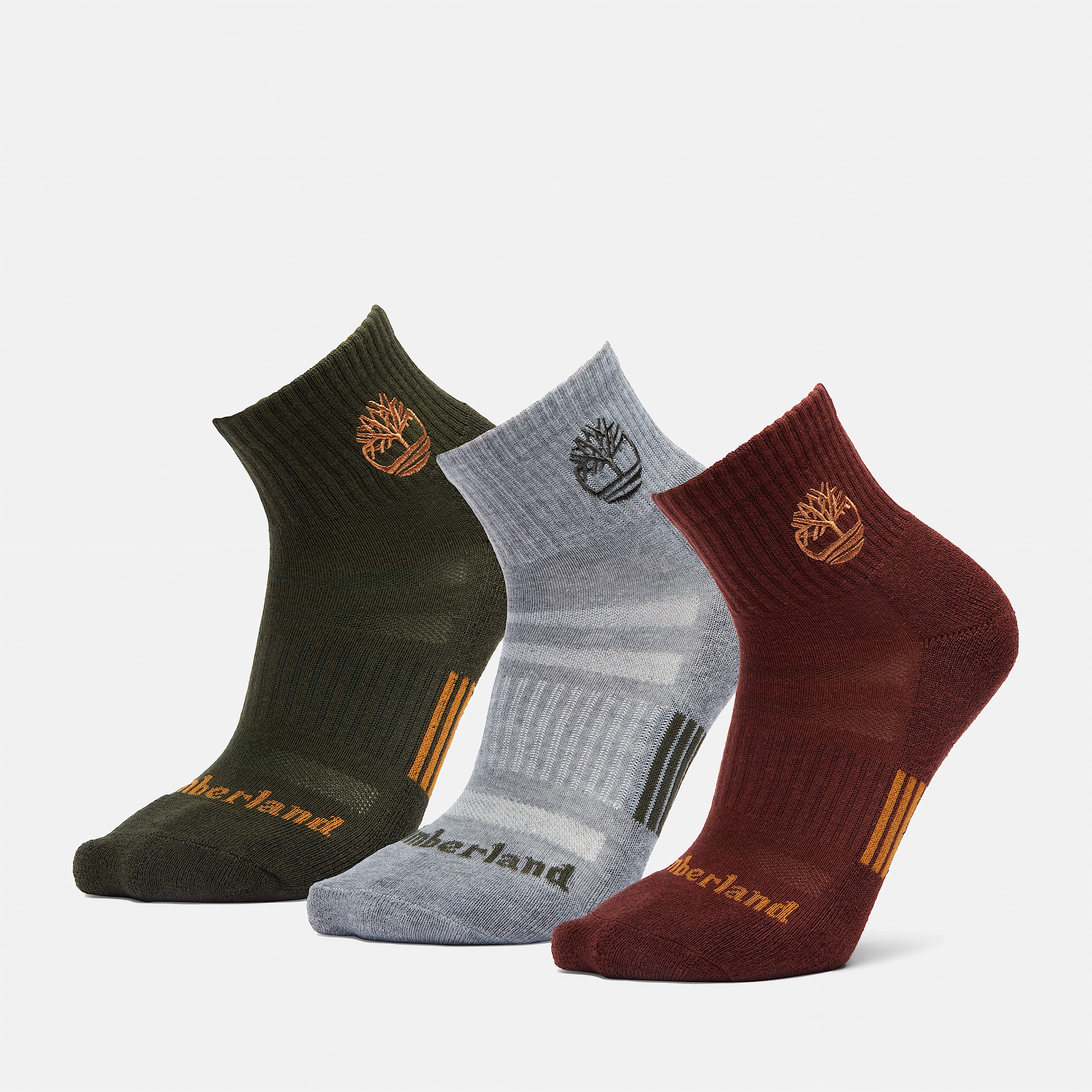 Mens Newmarket Village 3Pack Yellow Boot Logo Shortie Crew Socks TBL Broccoli HERO