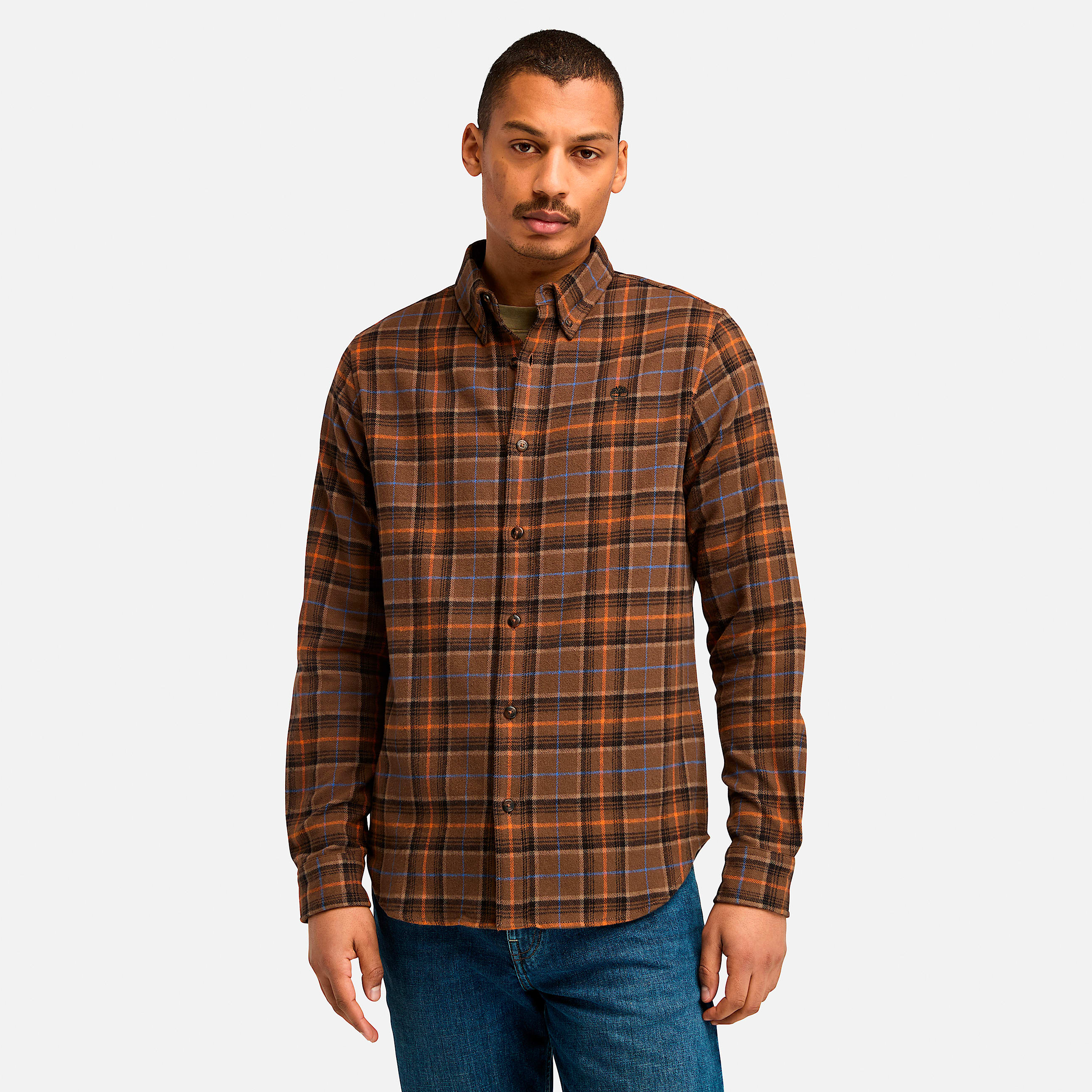 Mens Midweight Flannel Check Shirt TBL Chocolate Chip HERO