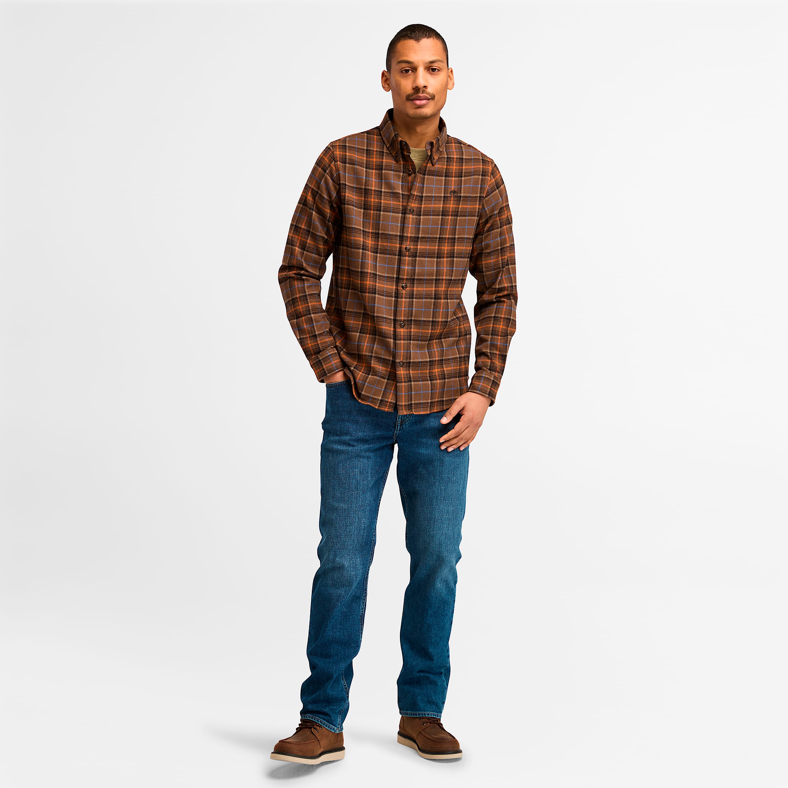 Mens Midweight Flannel Check Shirt TBL Chocolate Chip ALT1